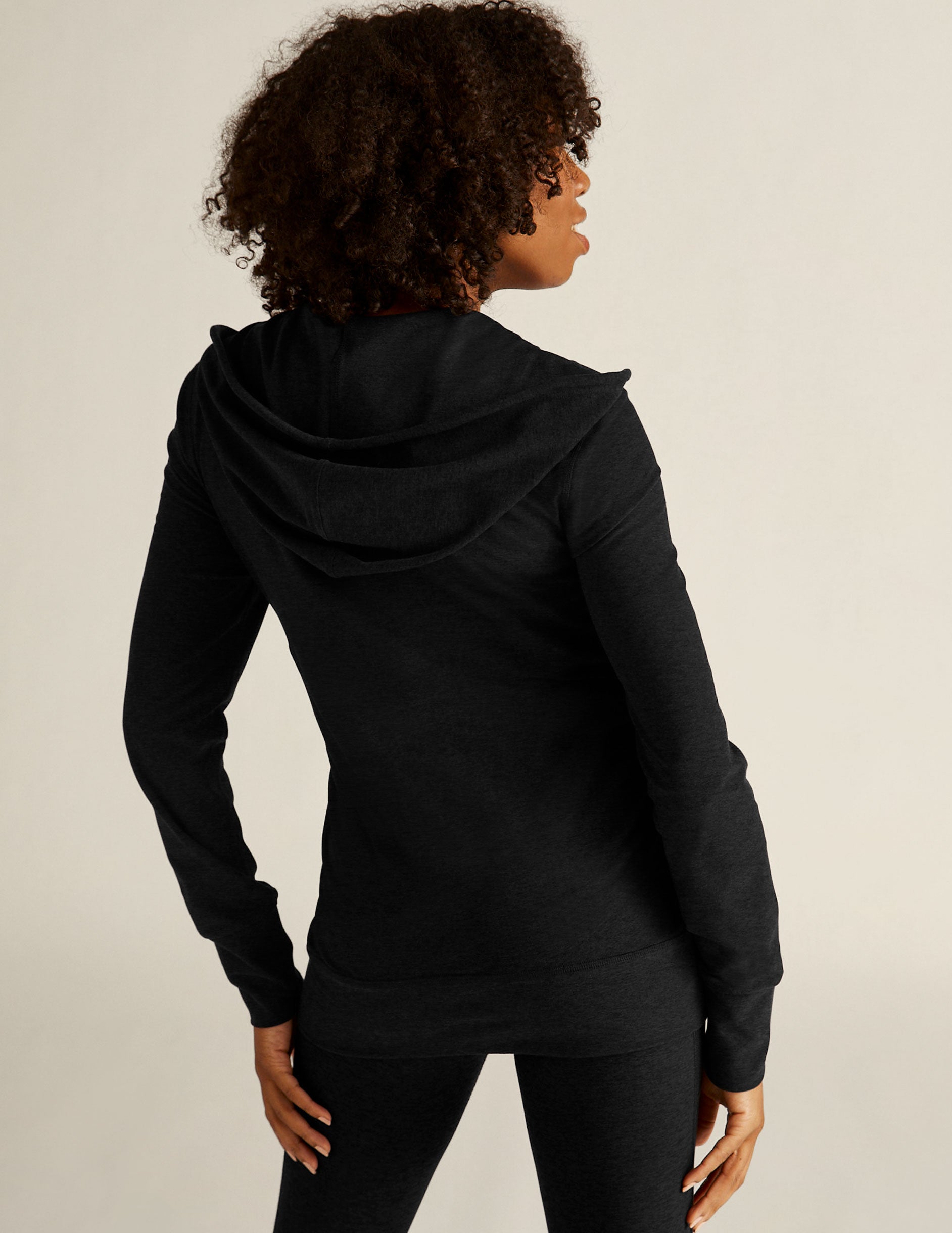 black maternity zip-up hoodie