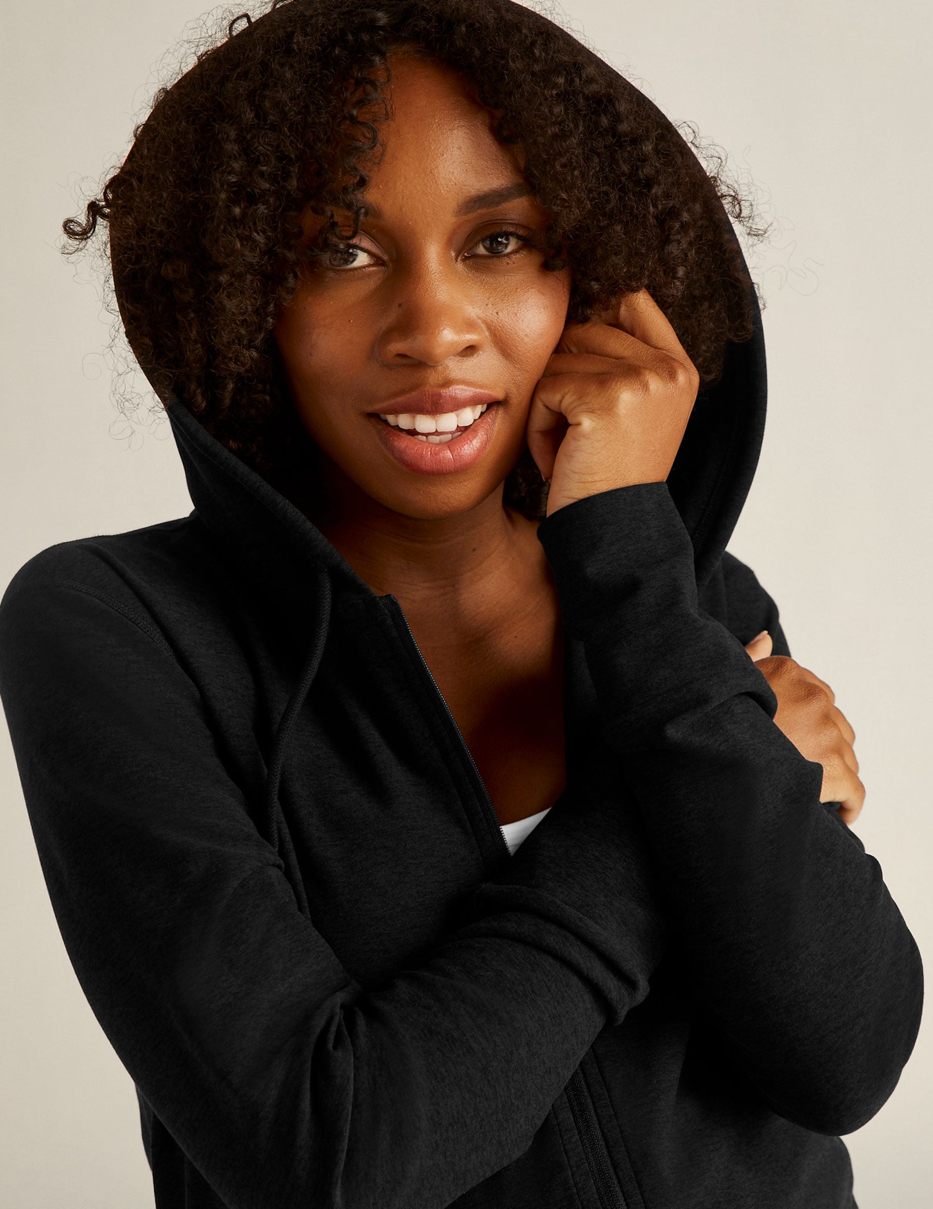 black maternity zip-up hoodie