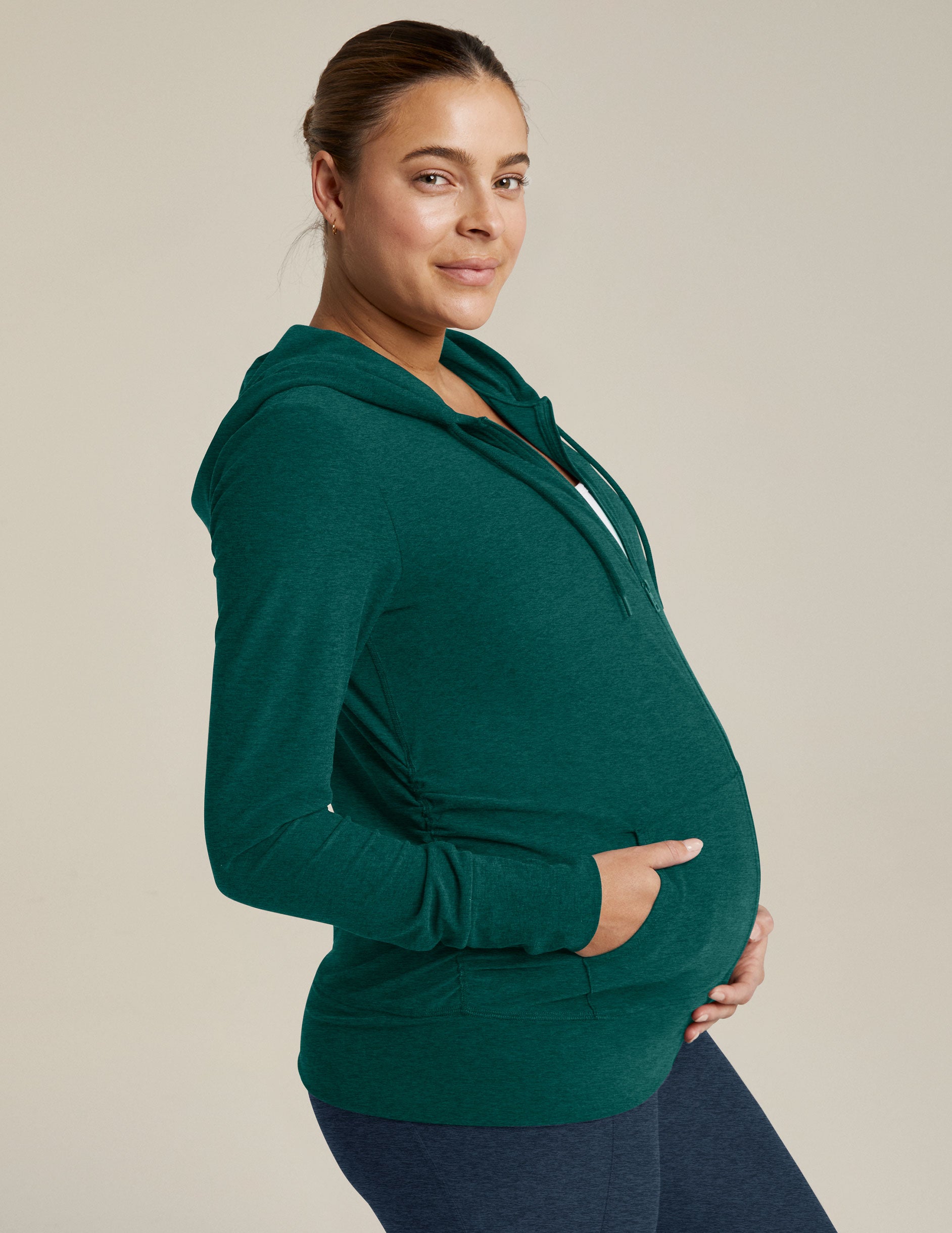 green maternity zip-up hoodie 
