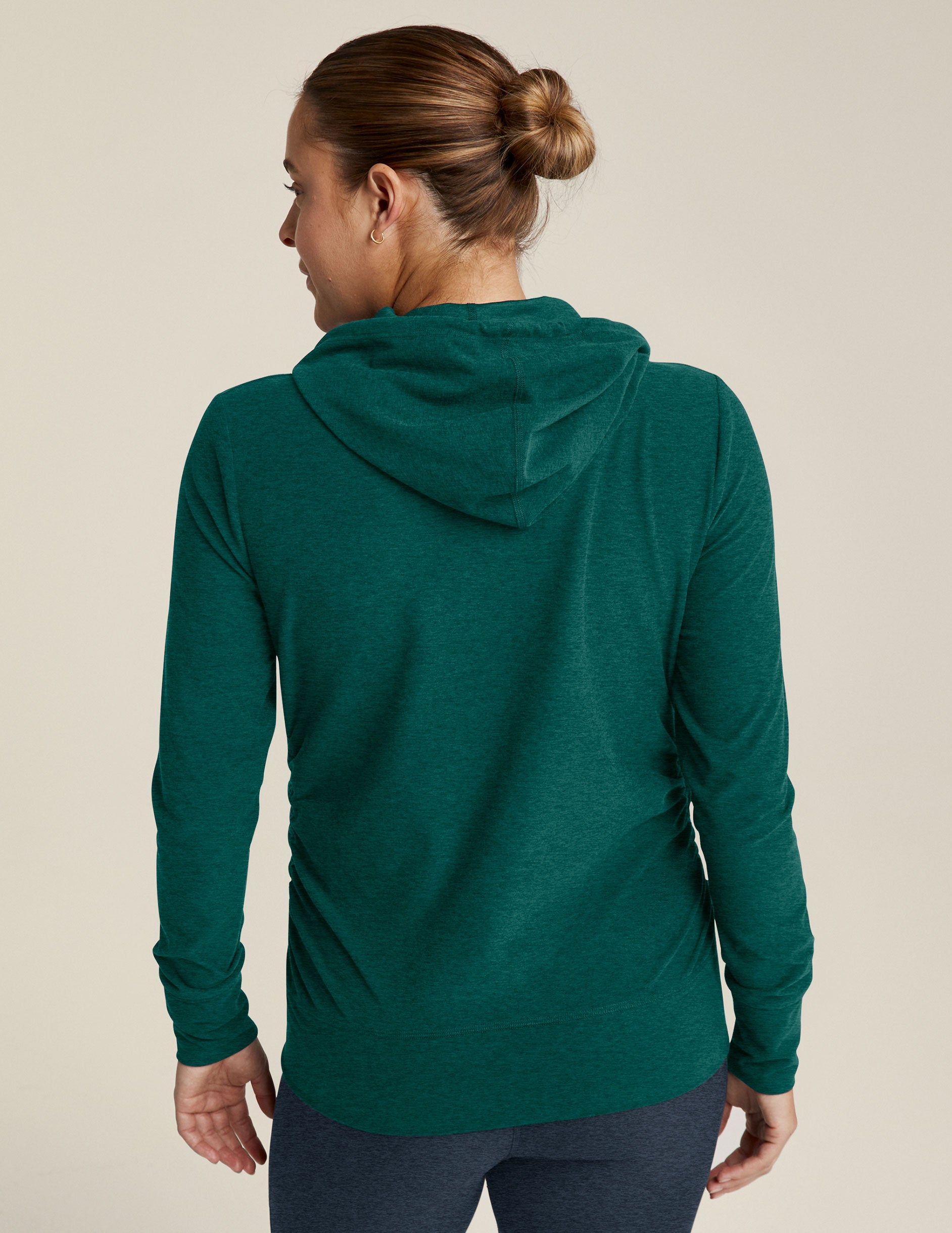green maternity zip-up hoodie