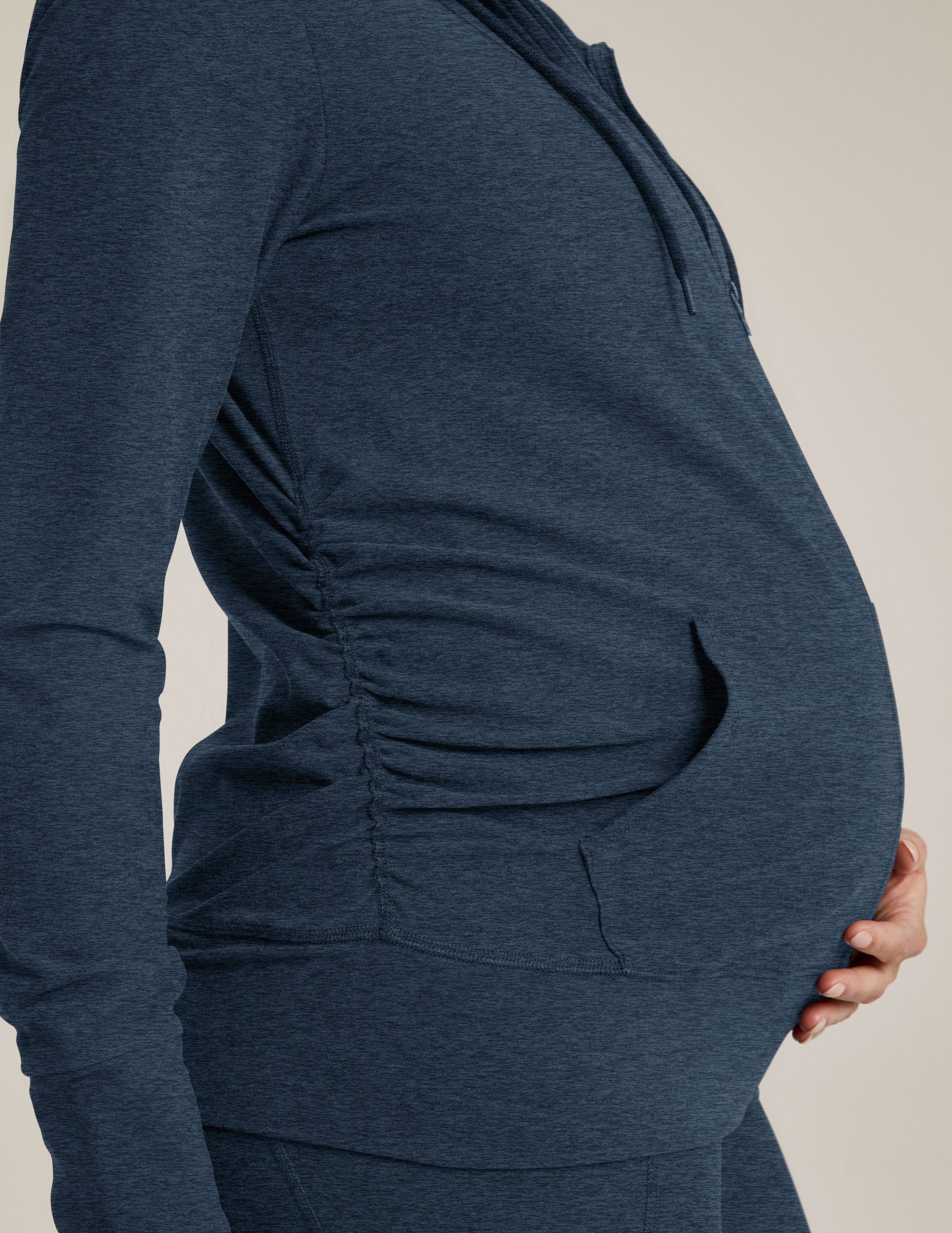 blue maternity zip up hoodie