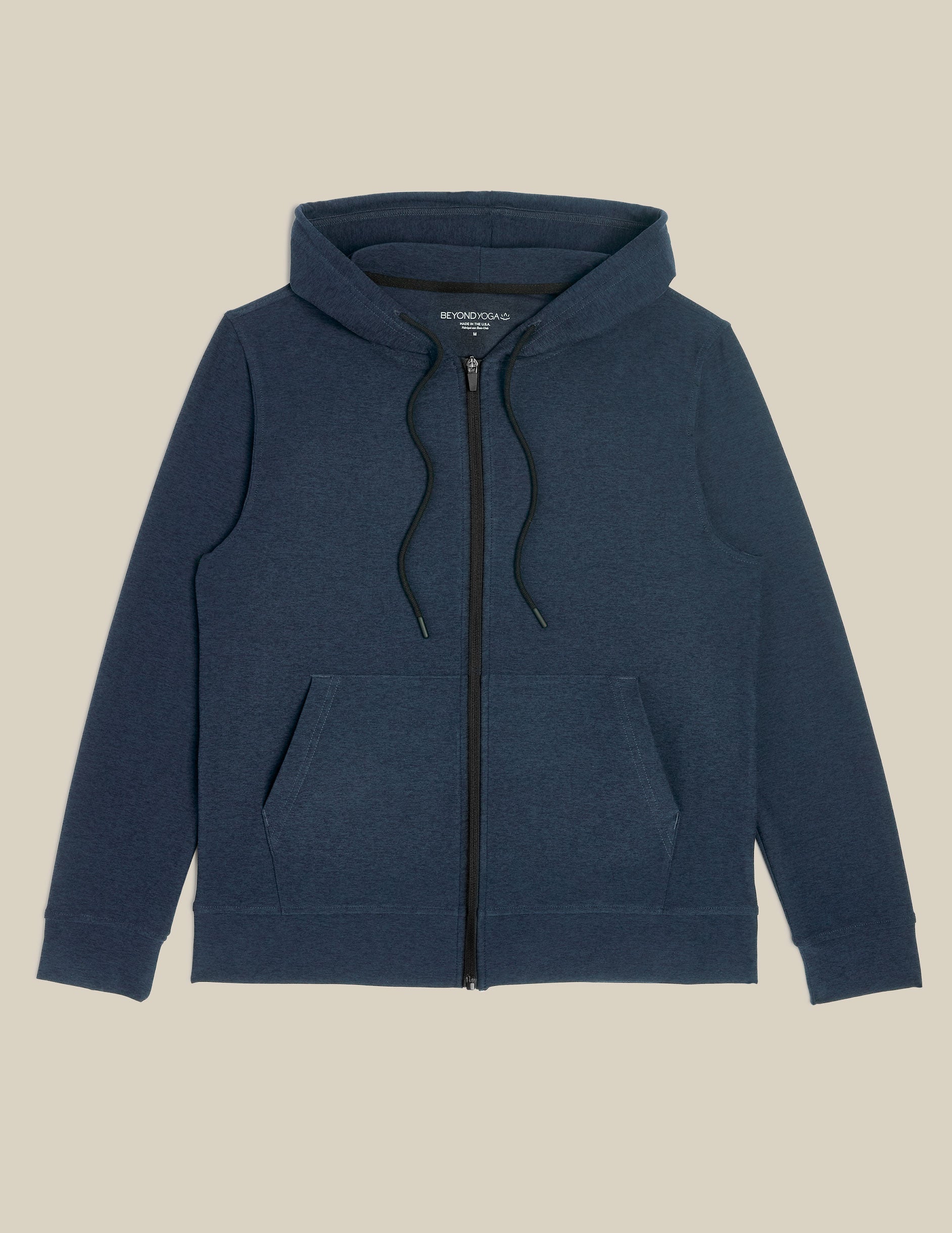 blue mens zip-up hooded jacket. 