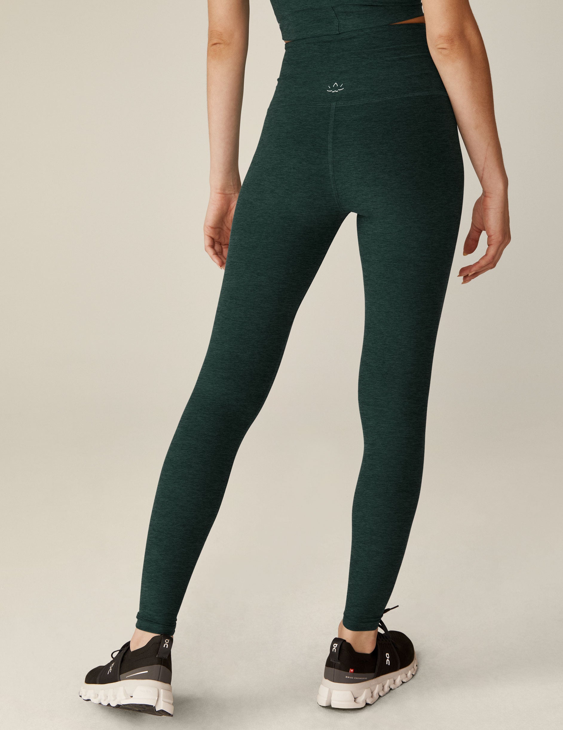green high-waisted full length leggings. 