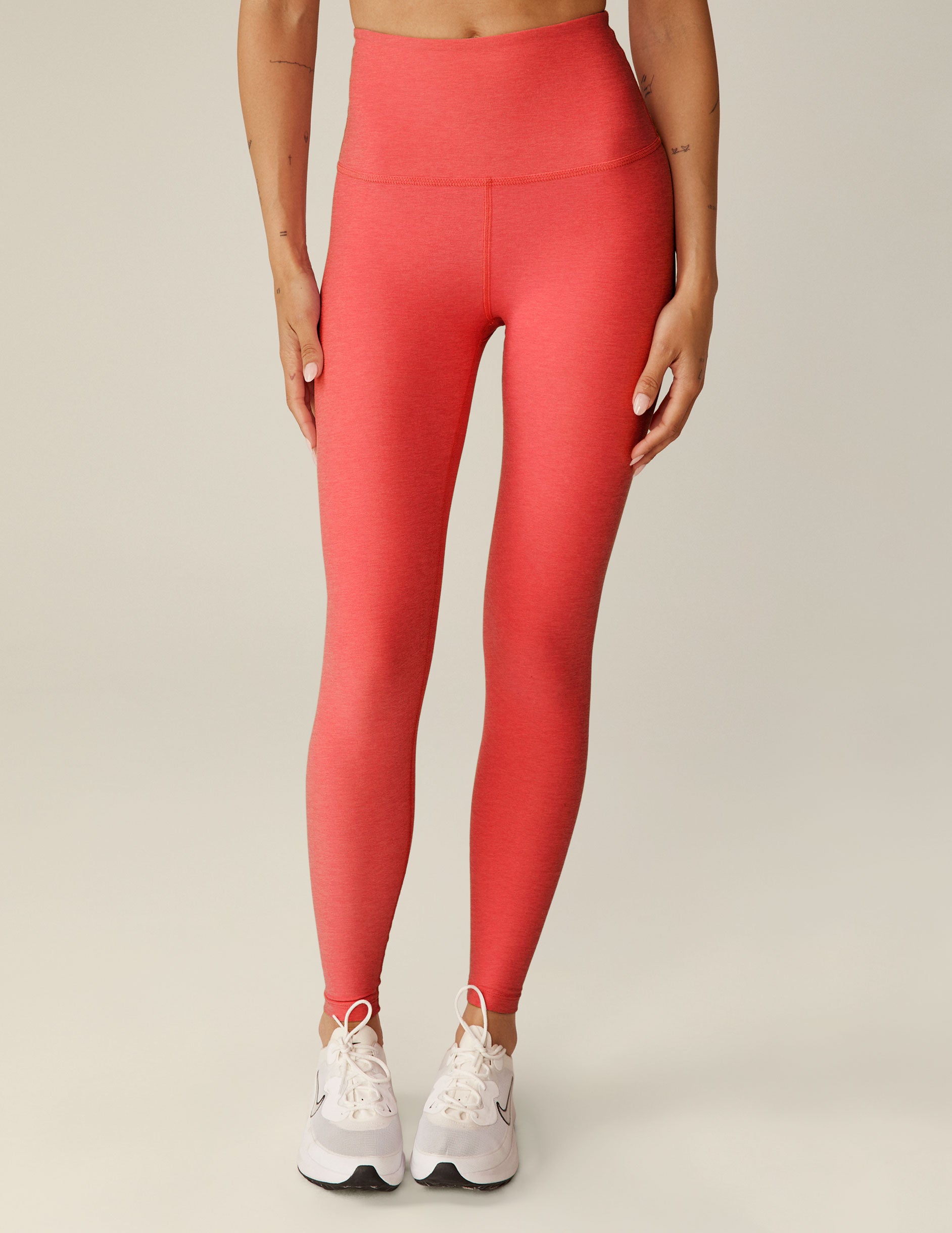 Beyond Yoga Spacedye Caught in The Midi High Waisted Legging Coral Glow Heather S