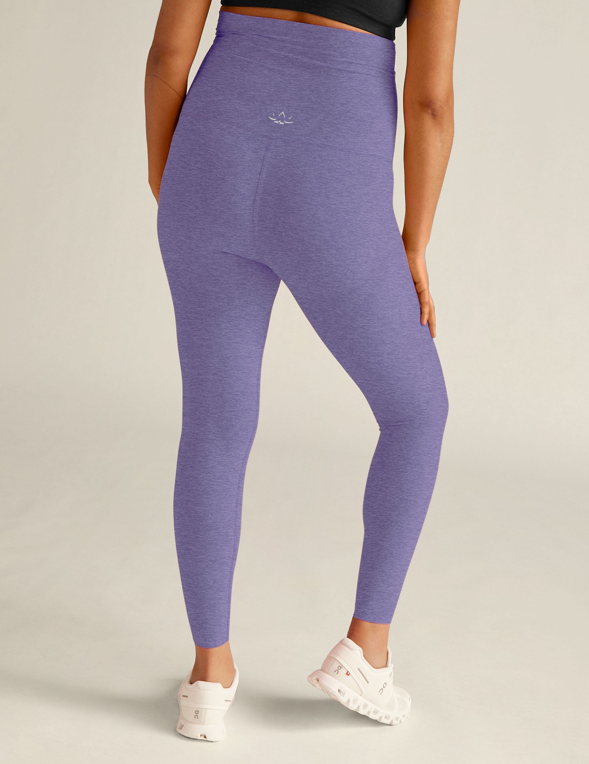 purple maternity spacedye midi legging.