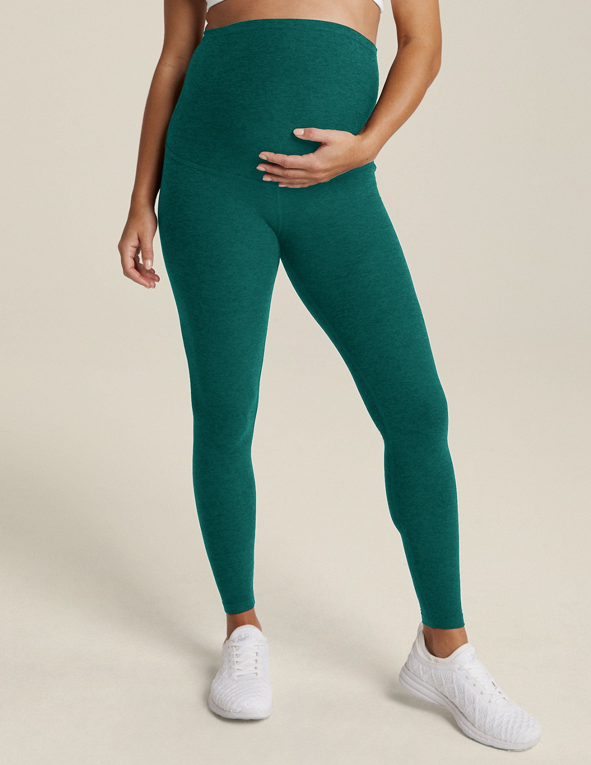 green maternity midi leggings