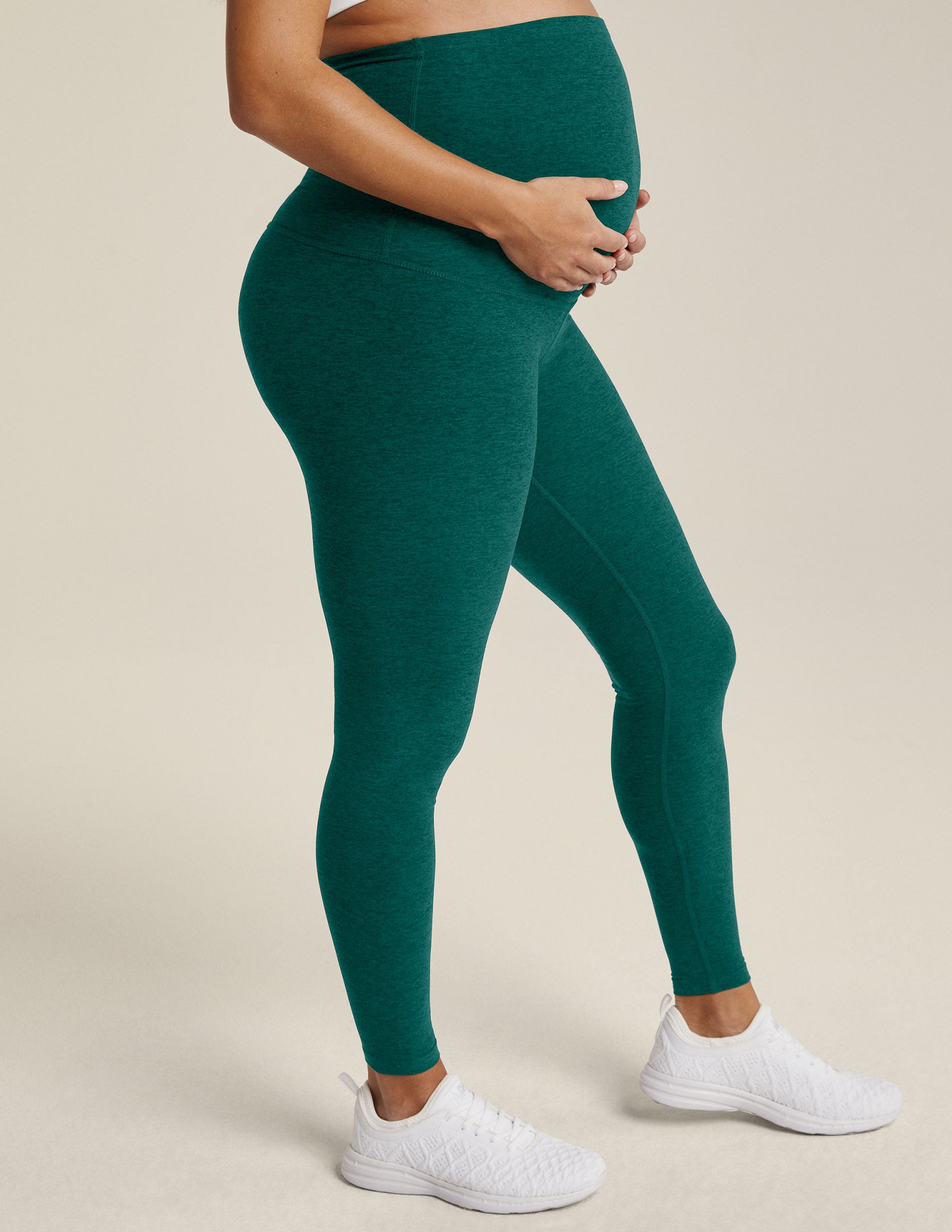 green maternity midi leggings