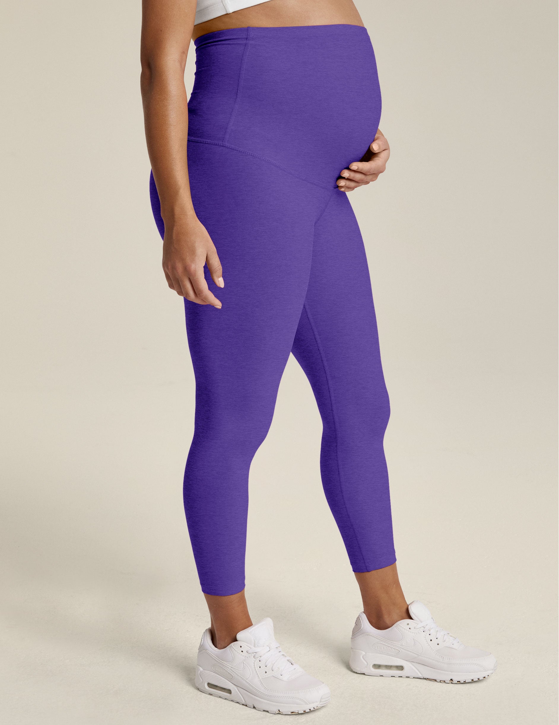 purple maternity midi legging