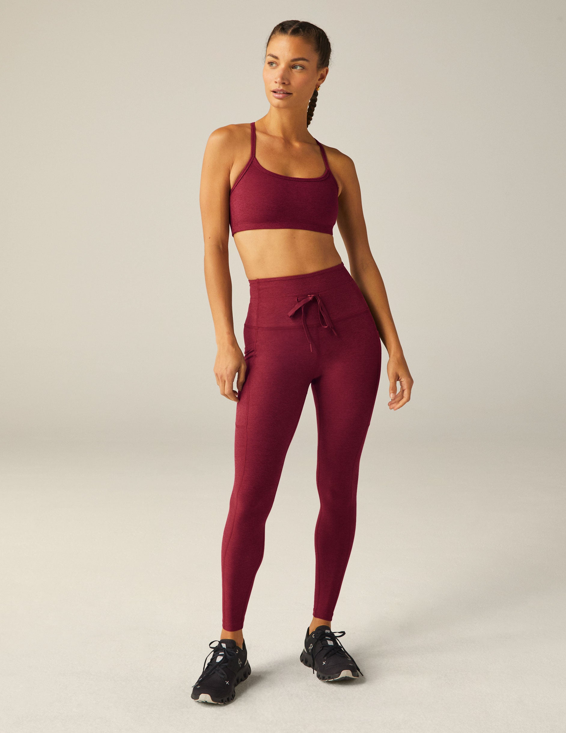 Beyond Yoga Spacedye Go Pocket Midi Legging Bordeaux Heather M