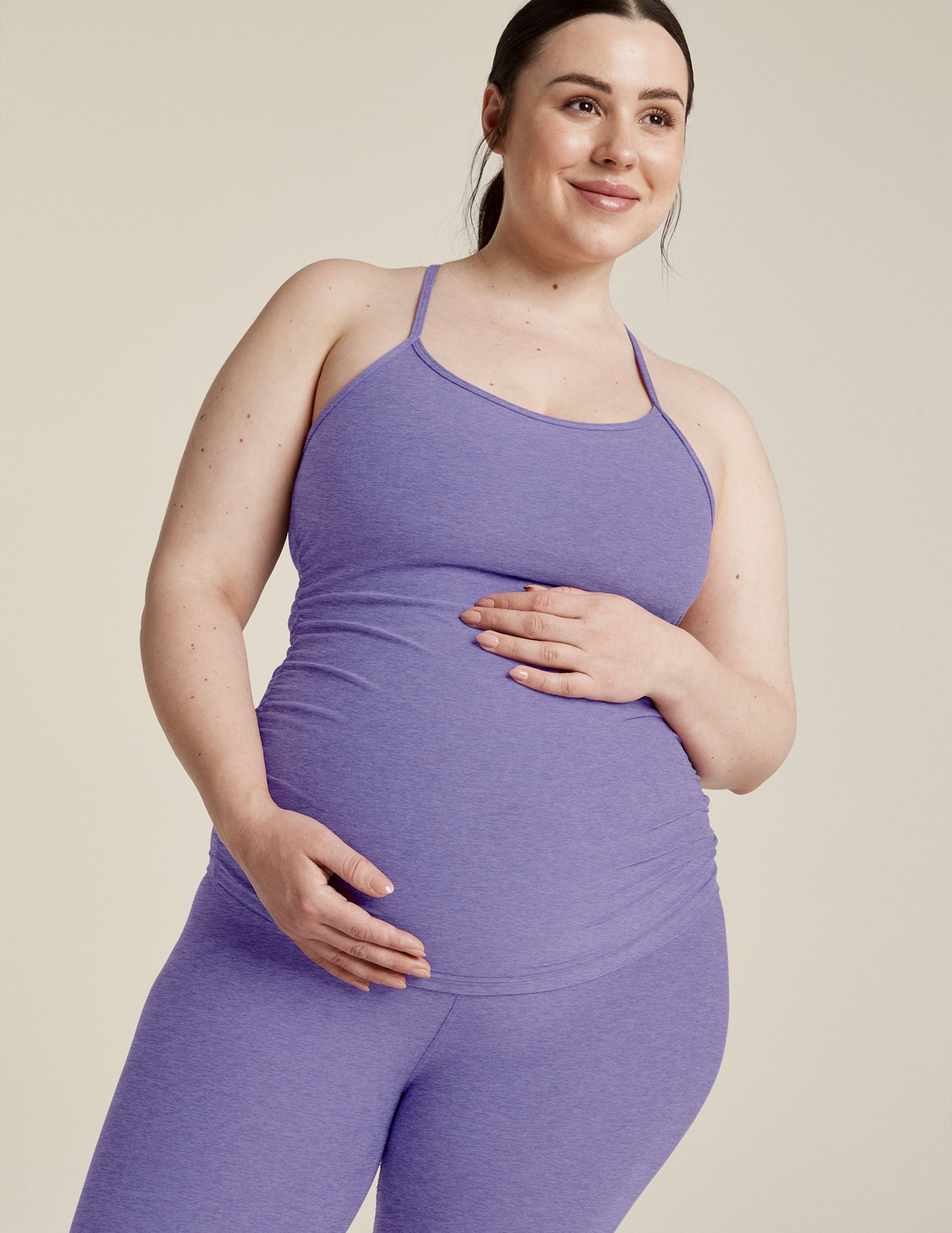 purple slim racerback maternity tank top. 