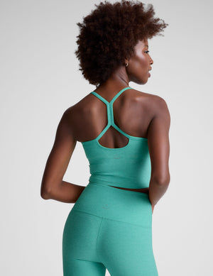 blue racerback cropped tank top.