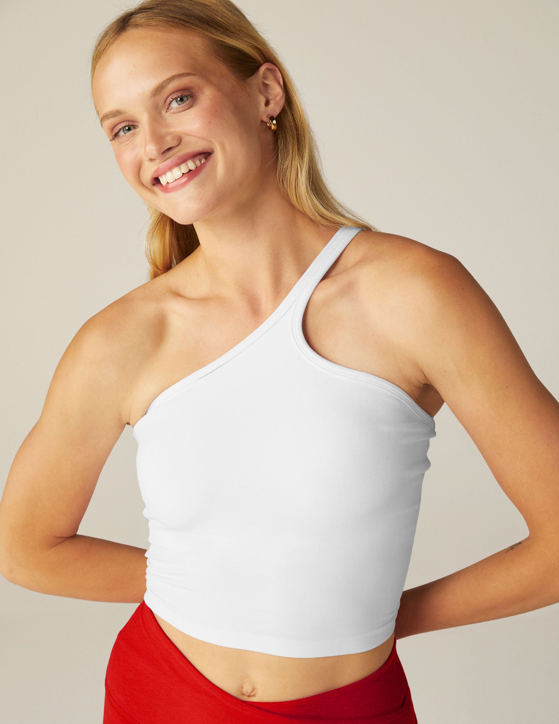 One sleeve crop top white new arrivals