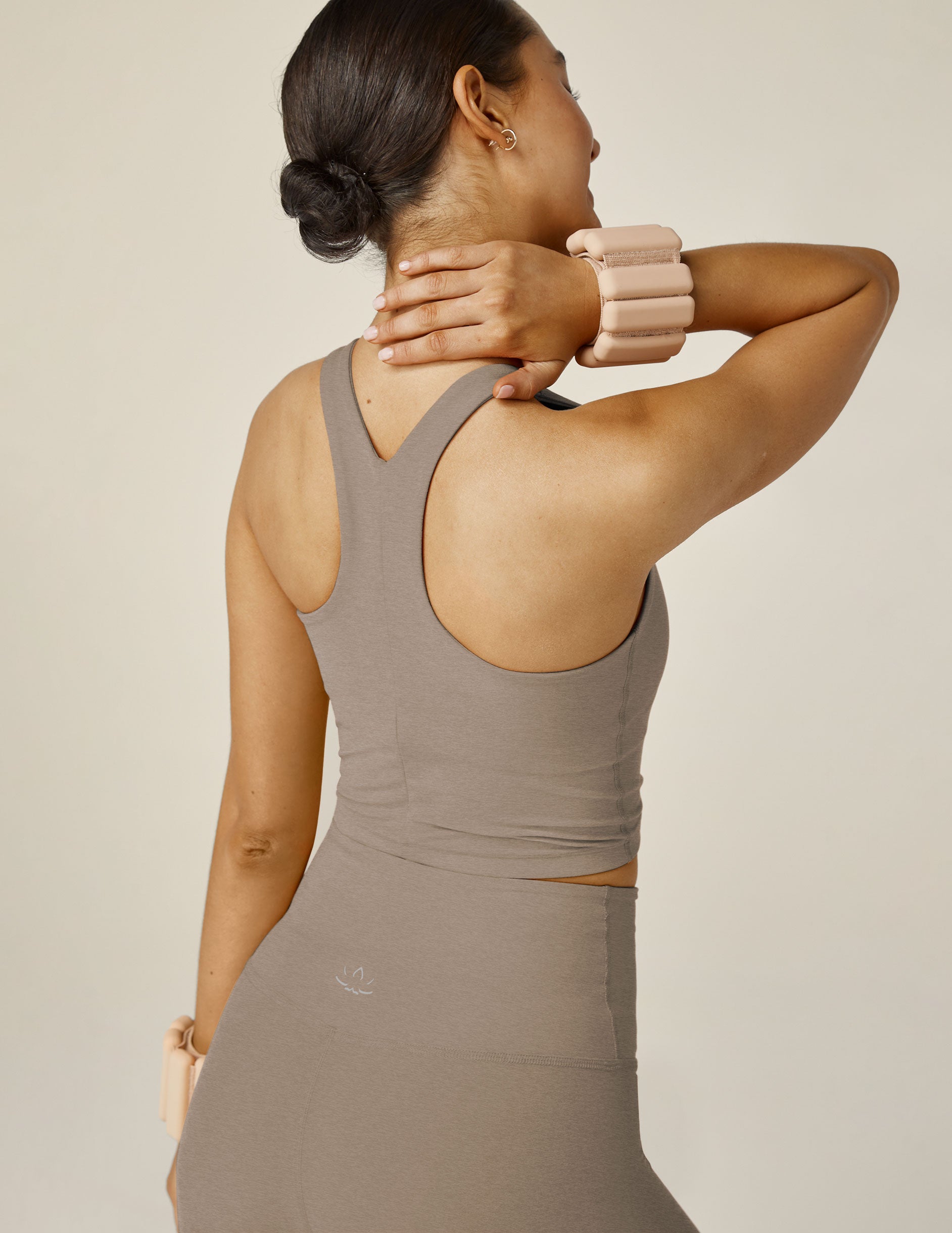 brown high neck racerback cropped tank