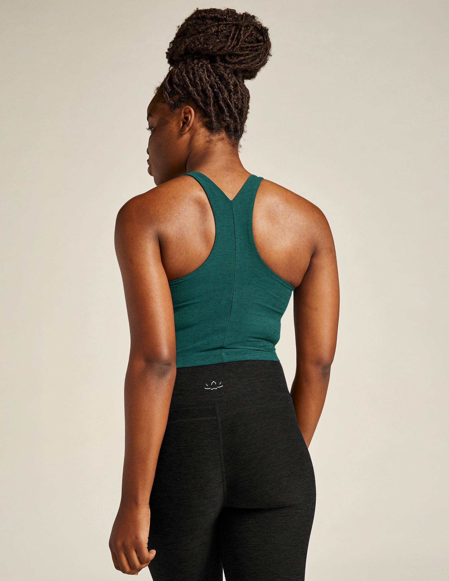 green high neck cropped tank
