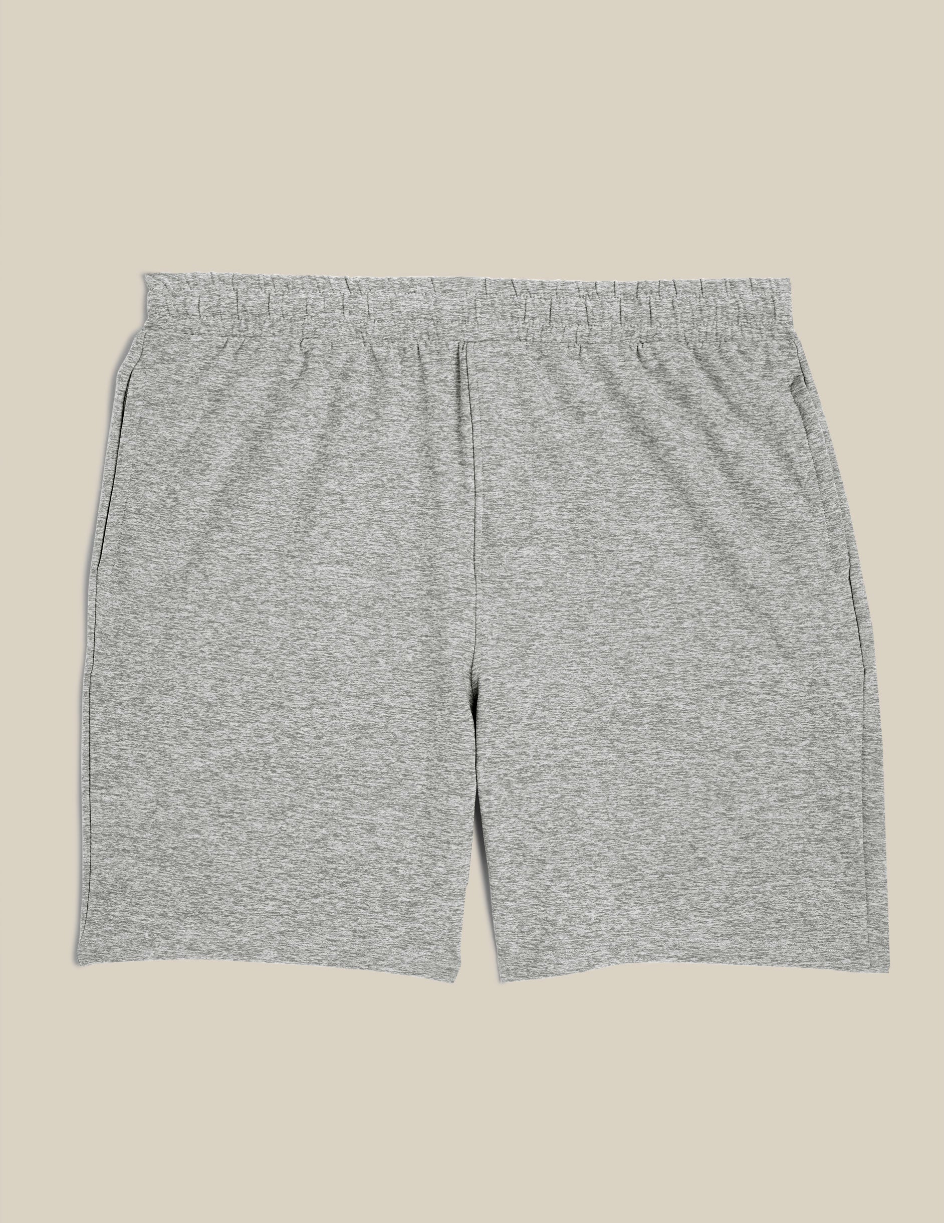 gray men's relaxed fit athleisure shorts with pockets.
