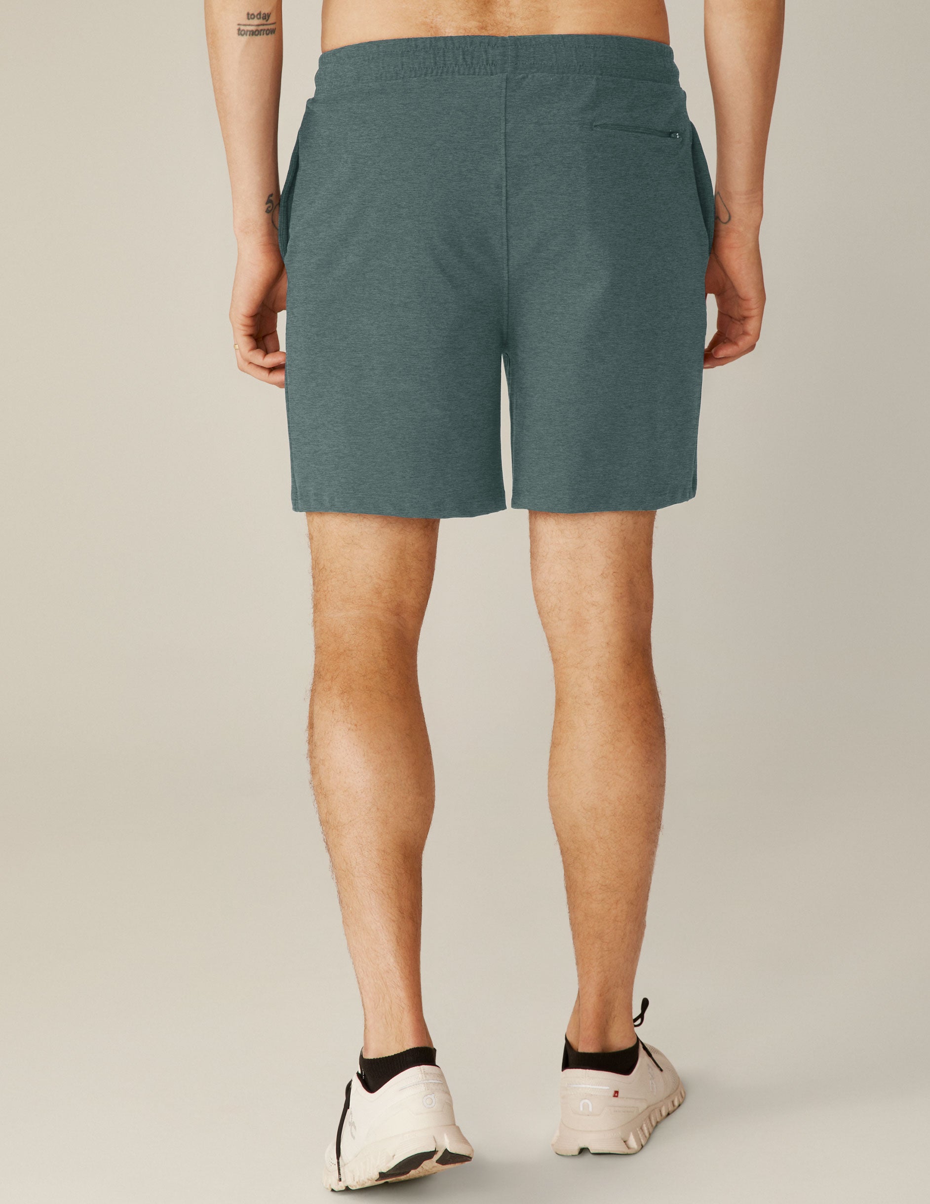 blue men's athleisure shorts with pockets. 