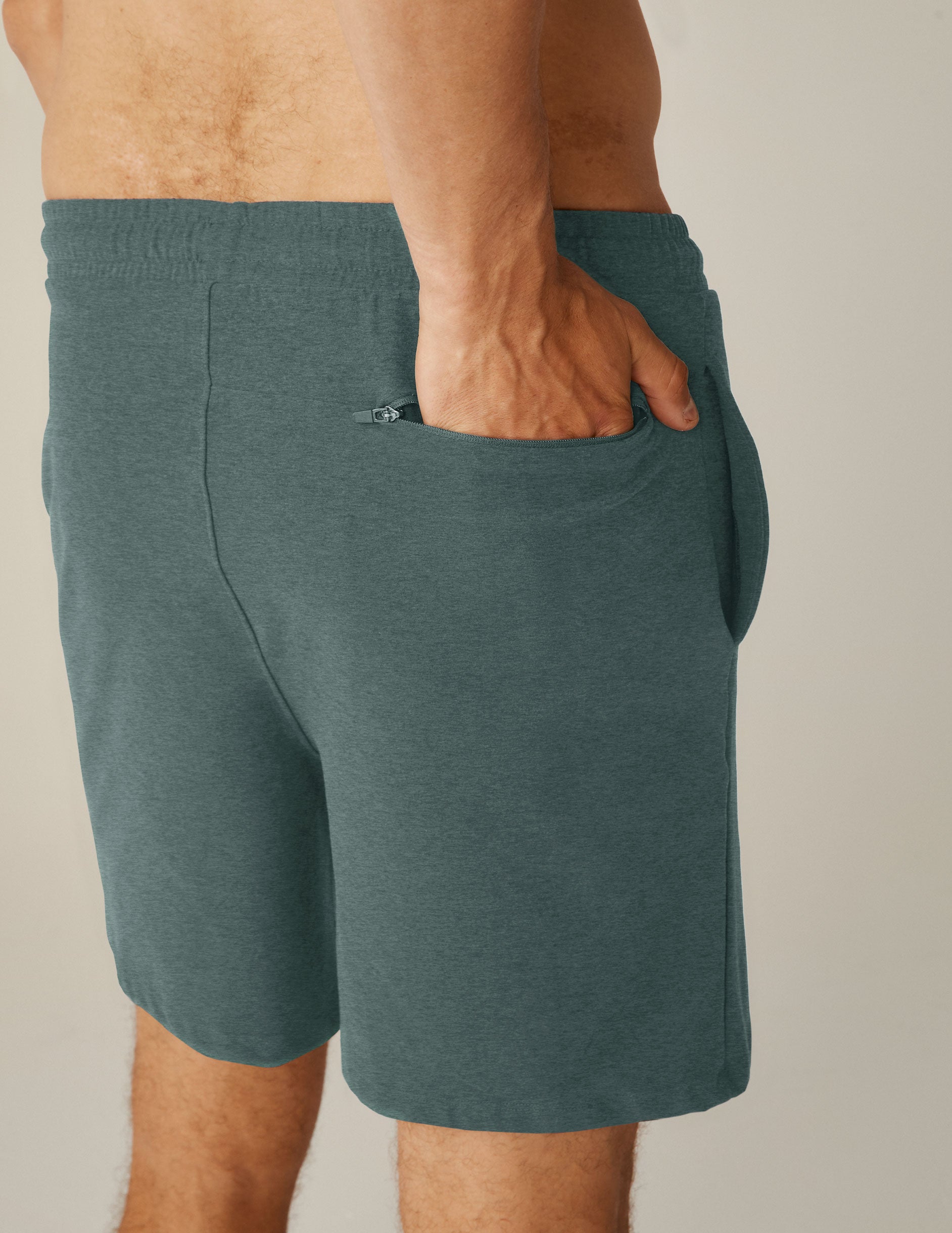 blue men's athleisure shorts with pockets. 