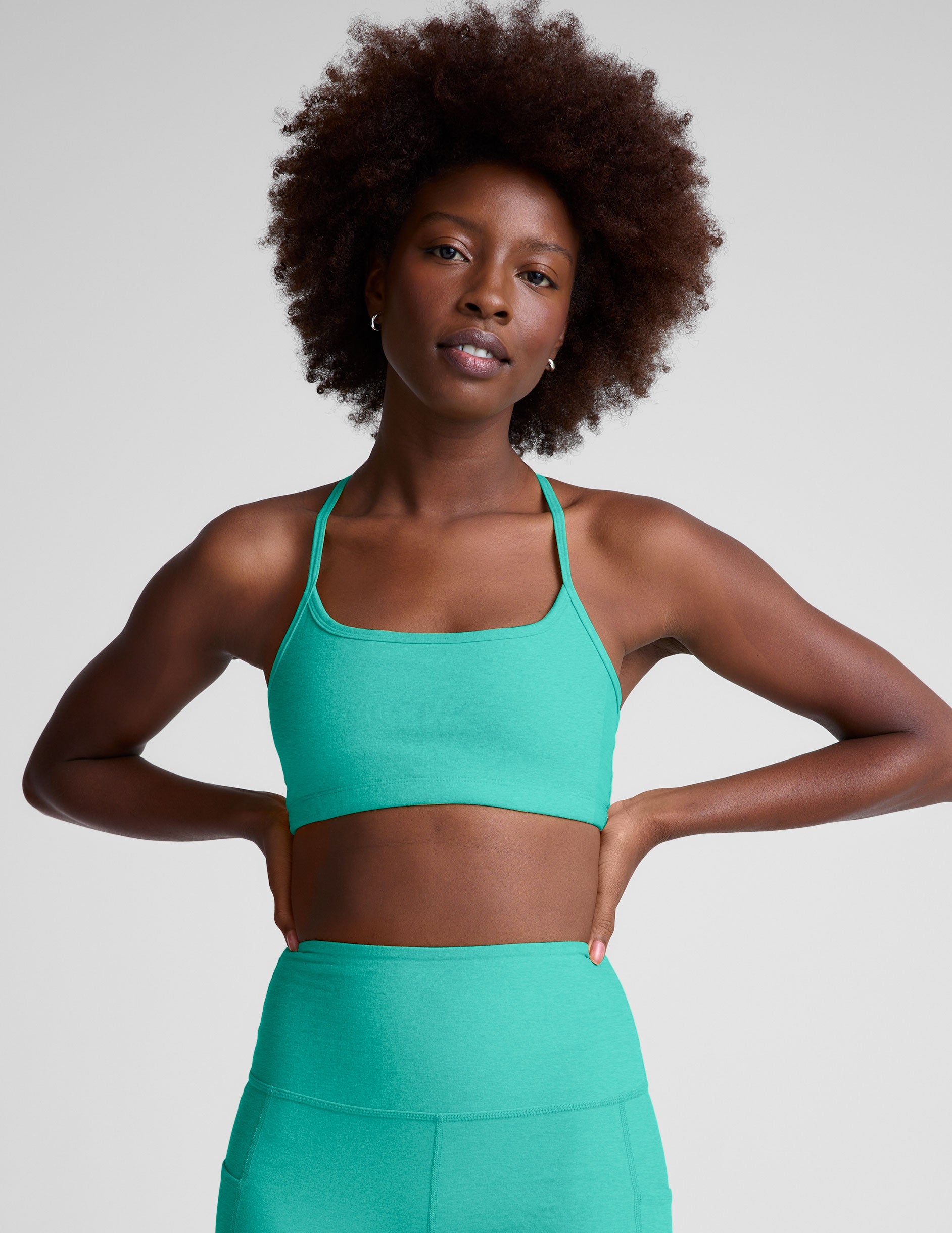 blue slim strapped racerback bra.