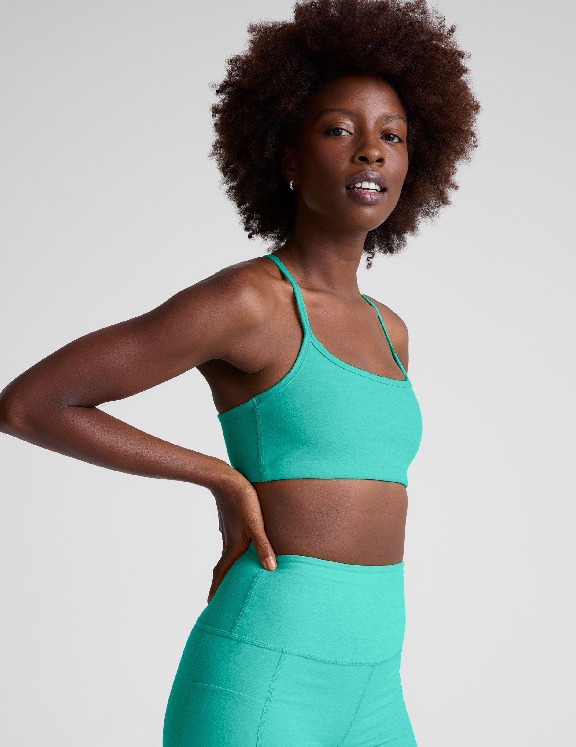 blue slim strapped racerback bra.