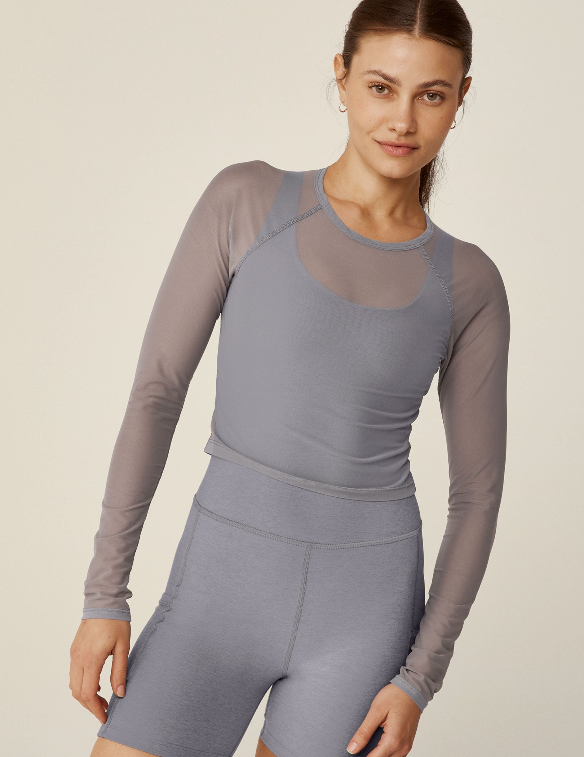 Show Off Mesh Long Sleeve Cropped Top Beyond Yoga