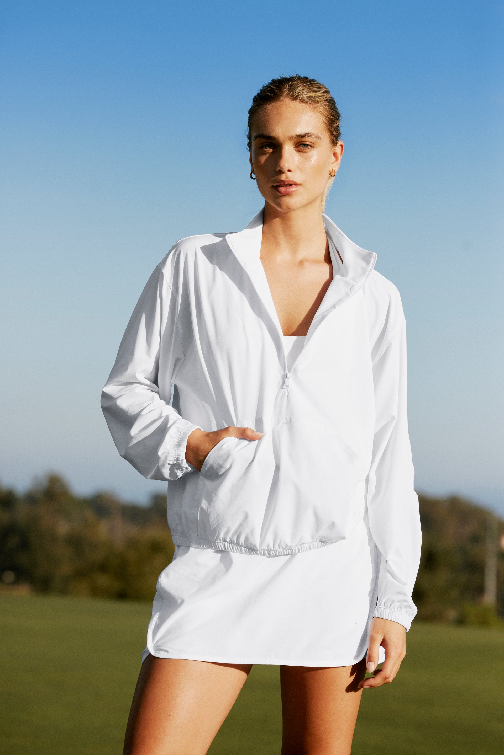 white half zip pullover
