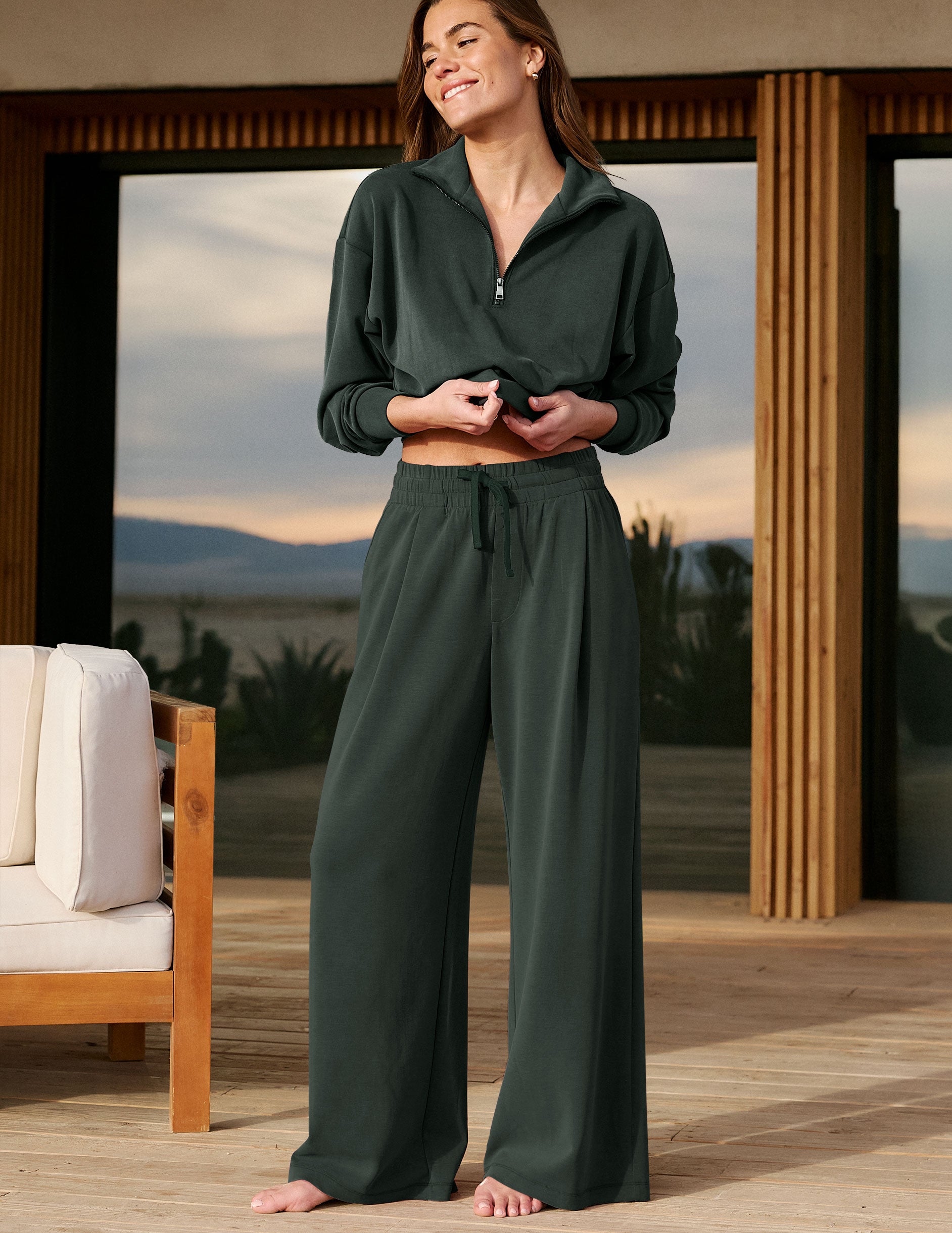 Women's Luxe Sandwash Pants - Slate Green | Beyond Yoga