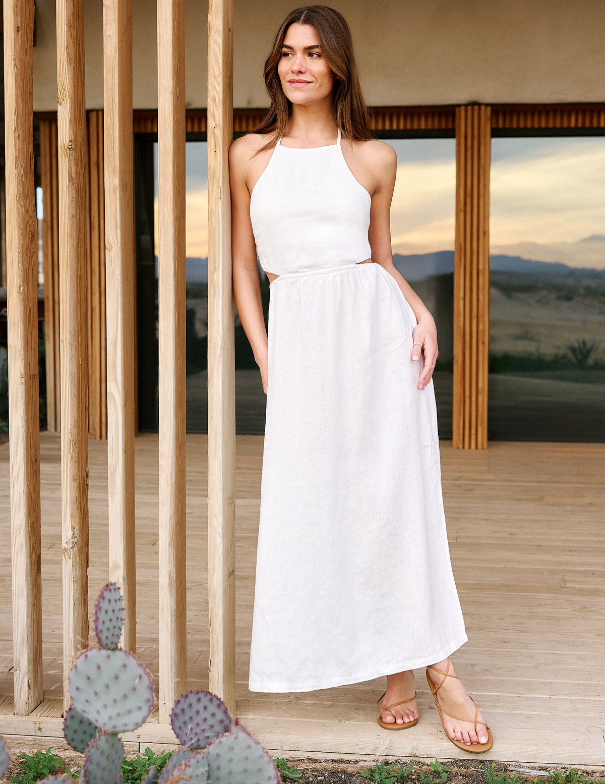 Beyond Yoga SoftWash Linen Halter Dress | White / XXS Beyond Yoga SoftWash Linen Halter Dress | White / XXS