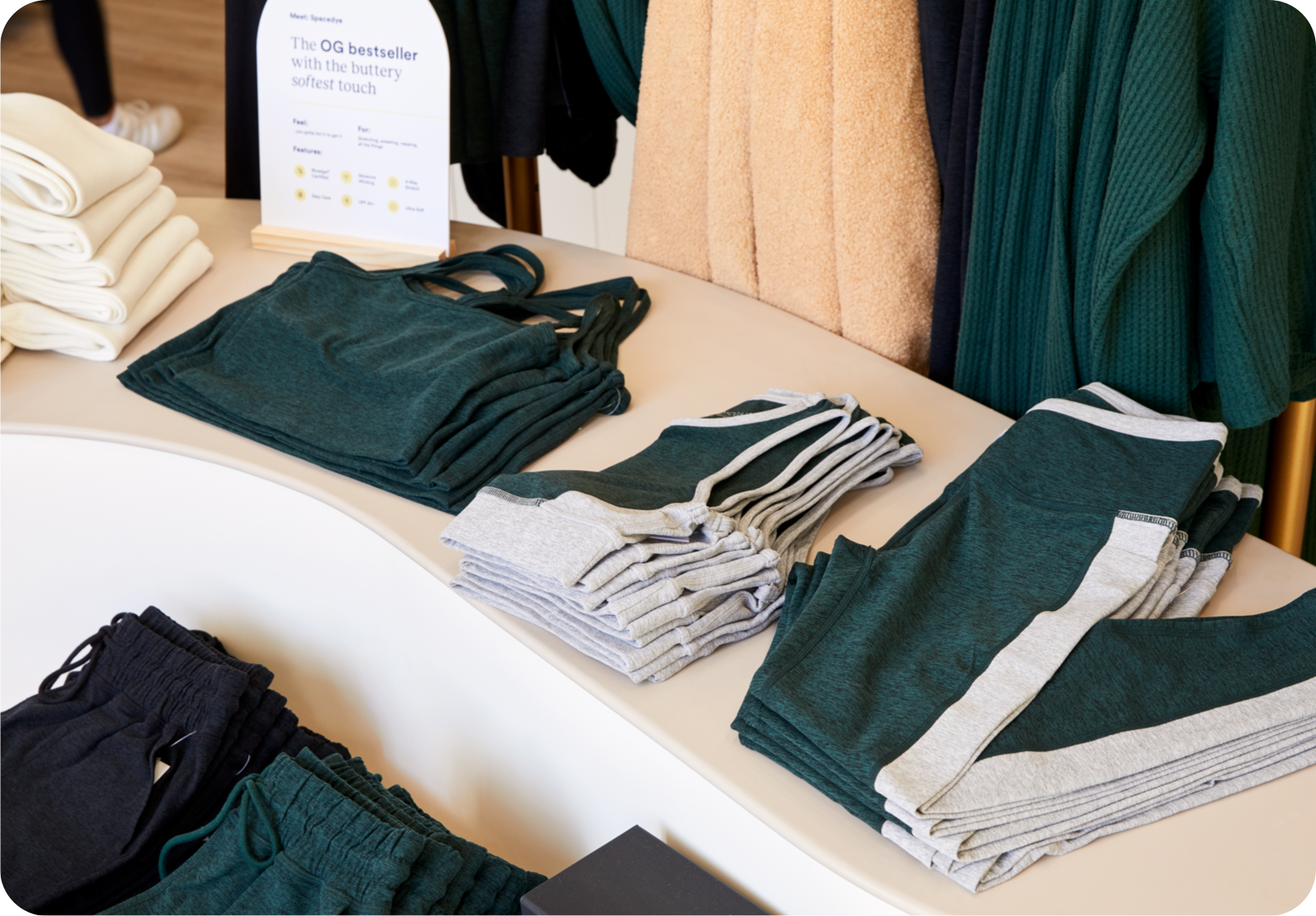 Folded clothing on a table