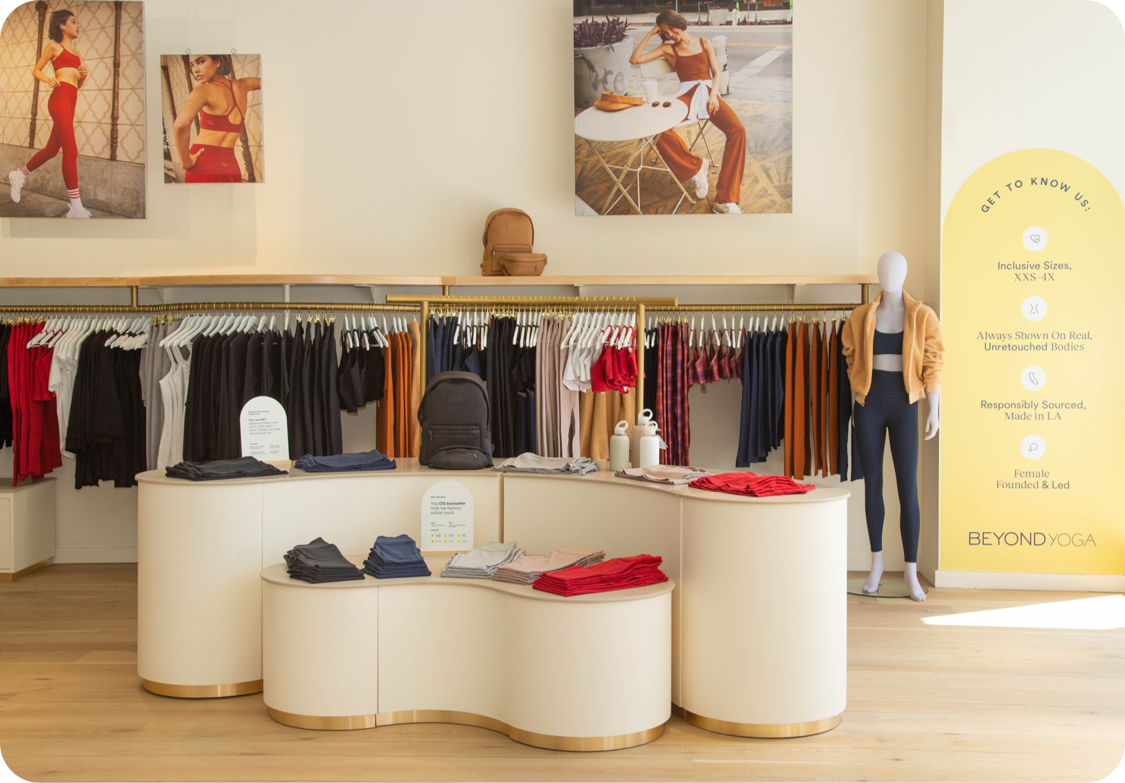 Indoor image of Santa Monica store featuring clothing and marketing imagery