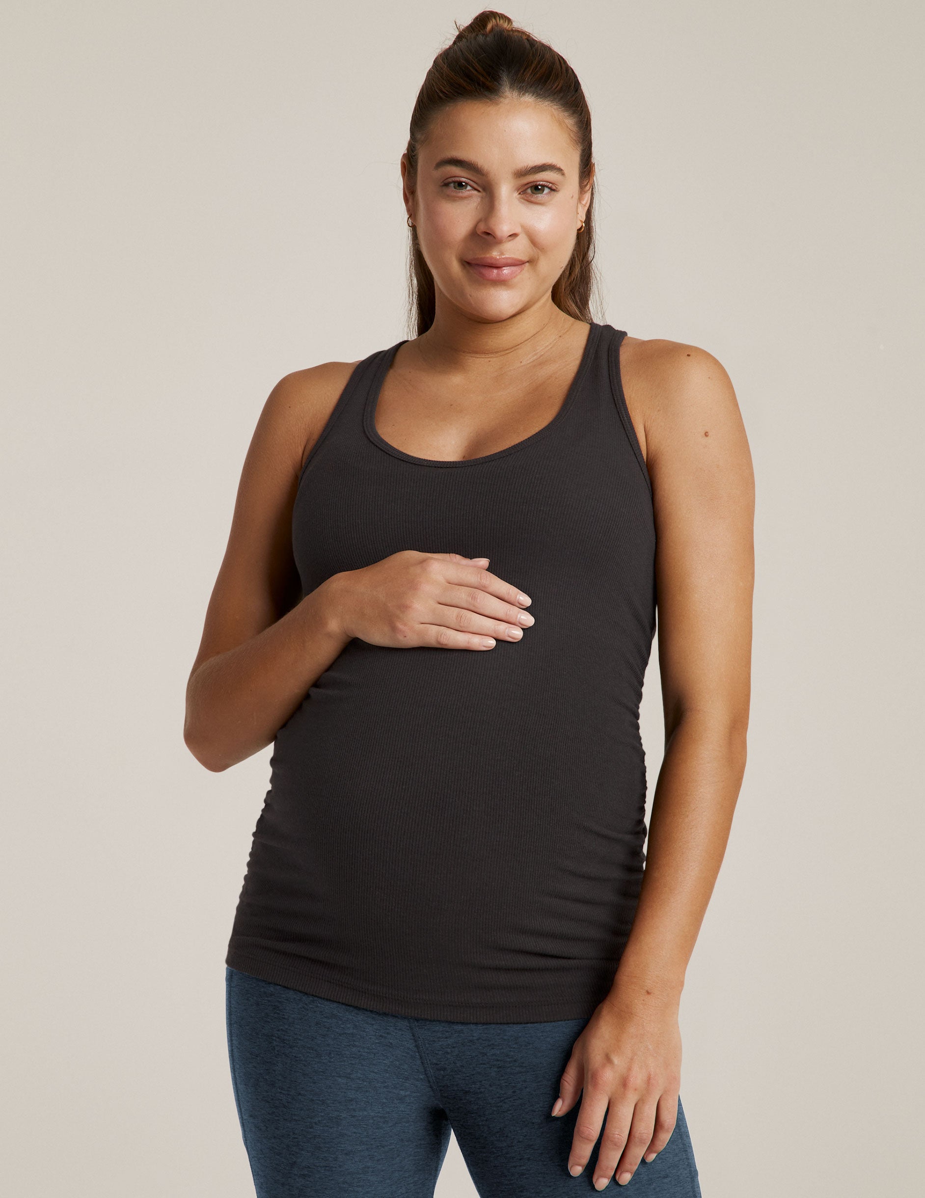 Black V Neck Sleeveless Maternity Tank