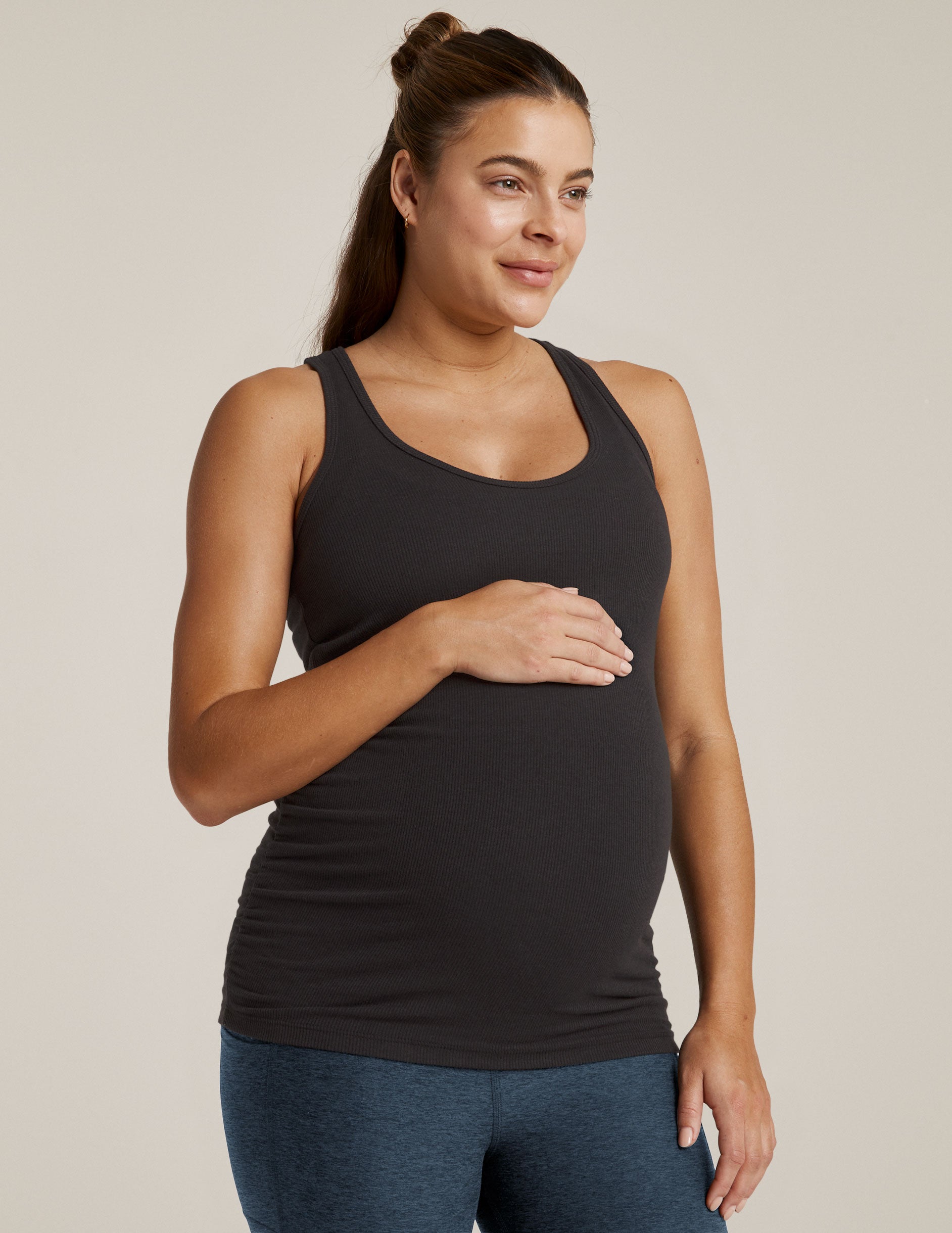 Black V Neck Sleeveless Maternity Tank