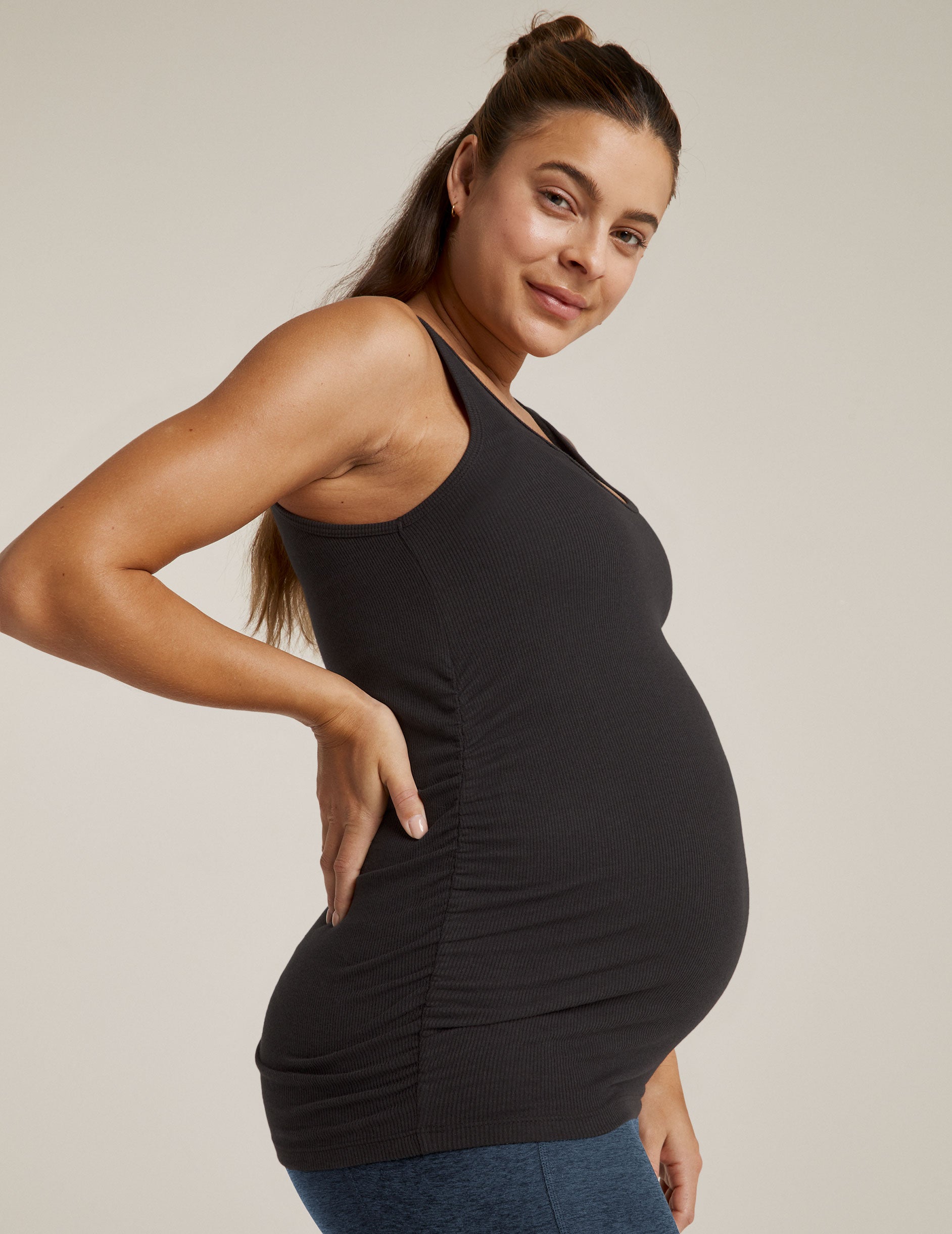 Black V Neck Sleeveless Maternity Tank