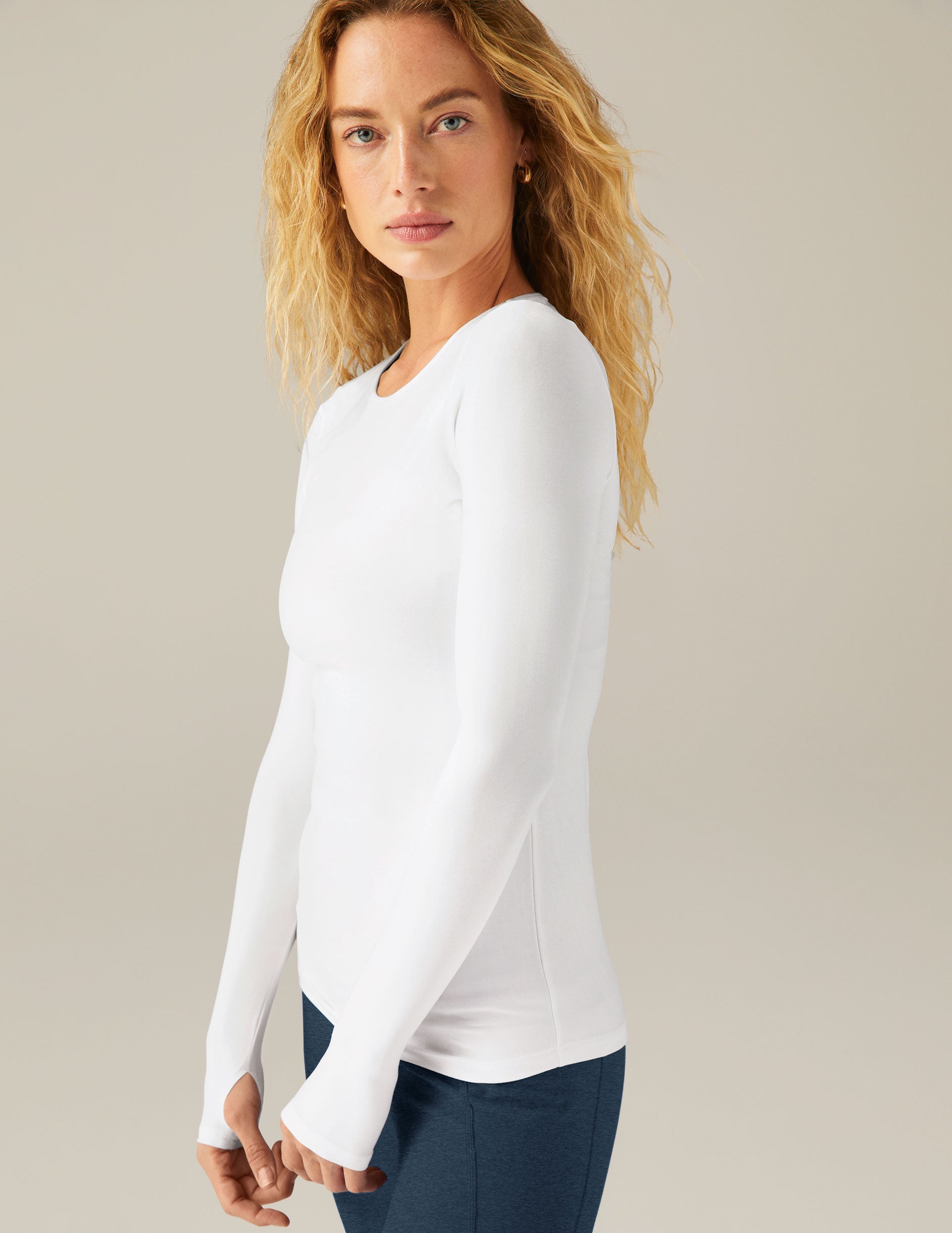 white long sleeve top