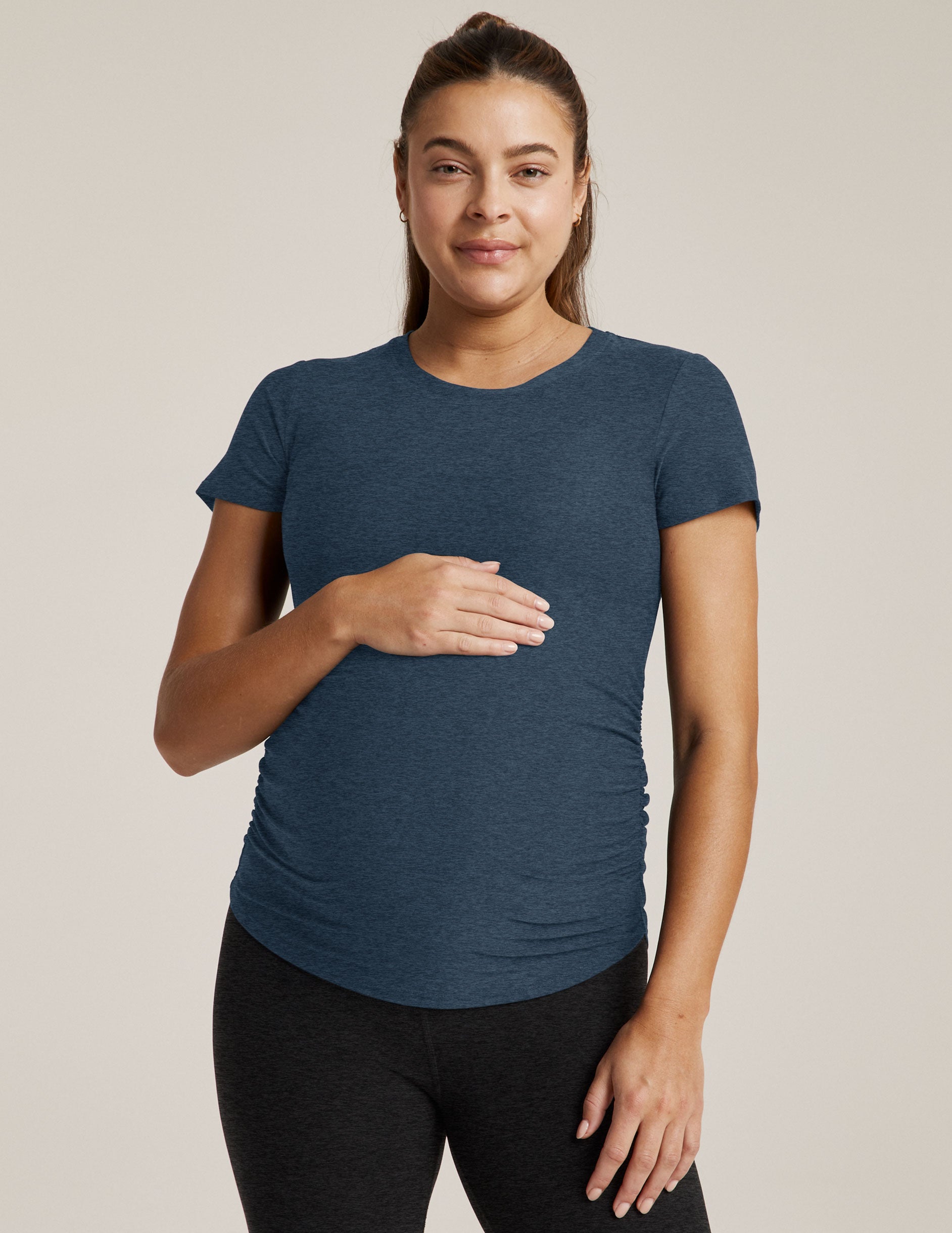 blue maternity short sleeve top