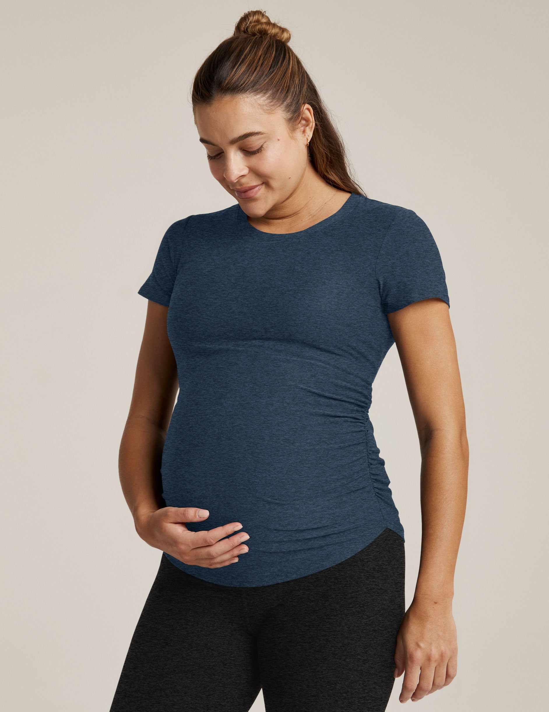 blue maternity short sleeve top