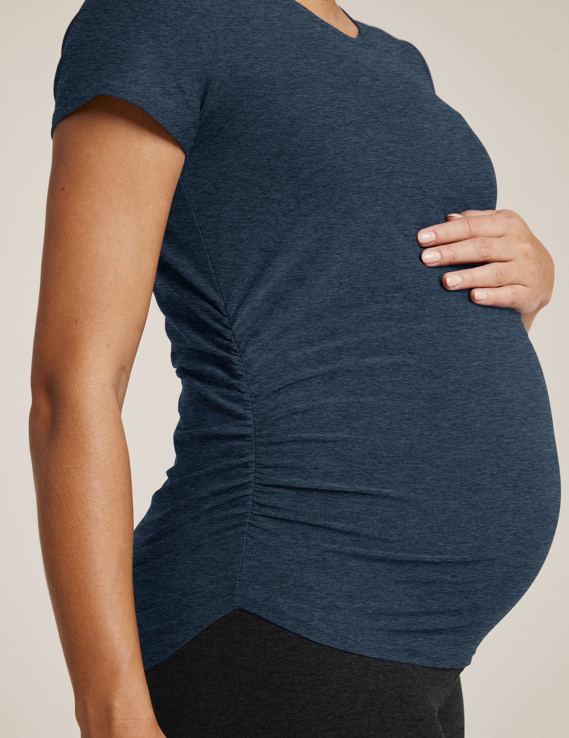 blue maternity short sleeve top