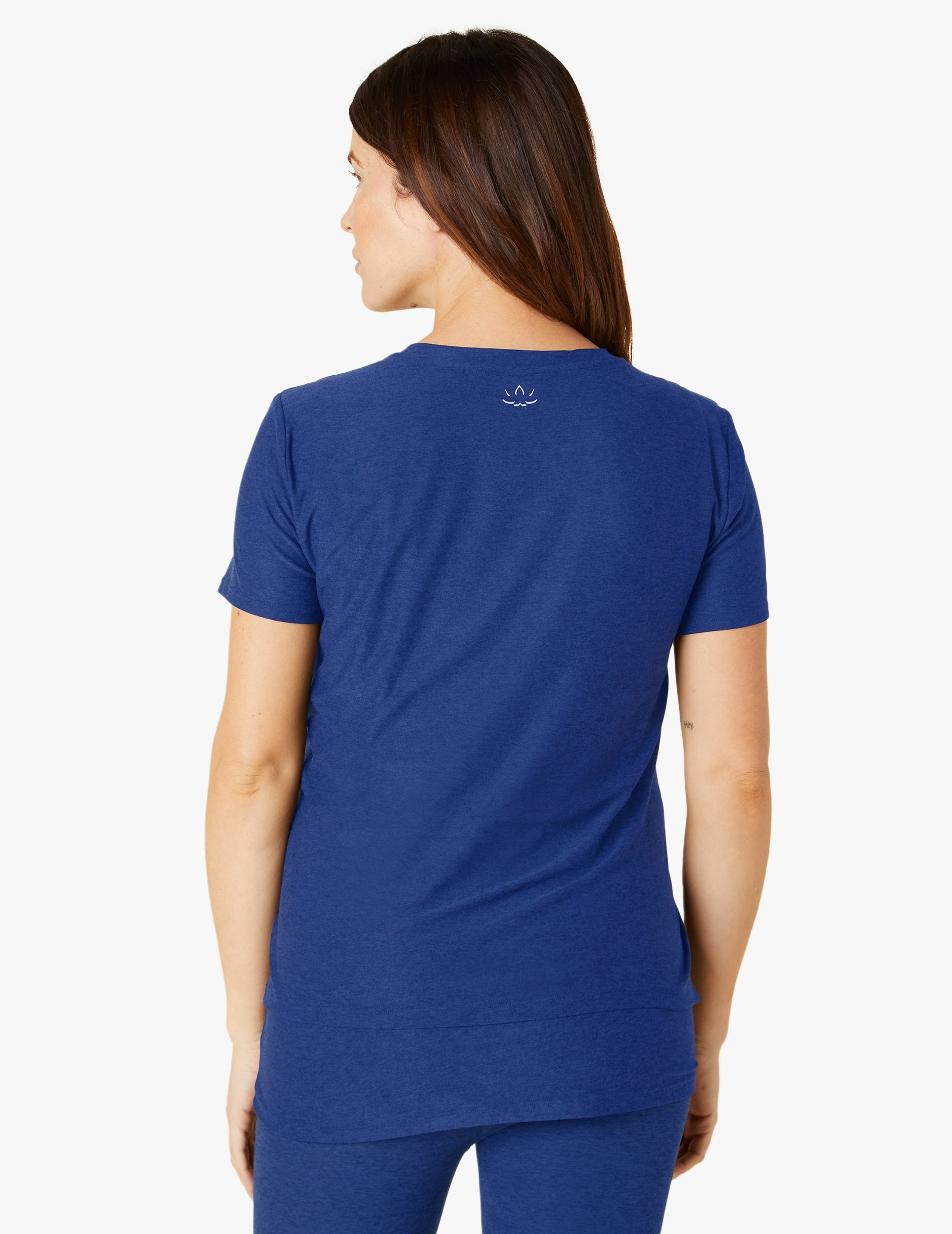 blue maternity v neck short sleeve shirt