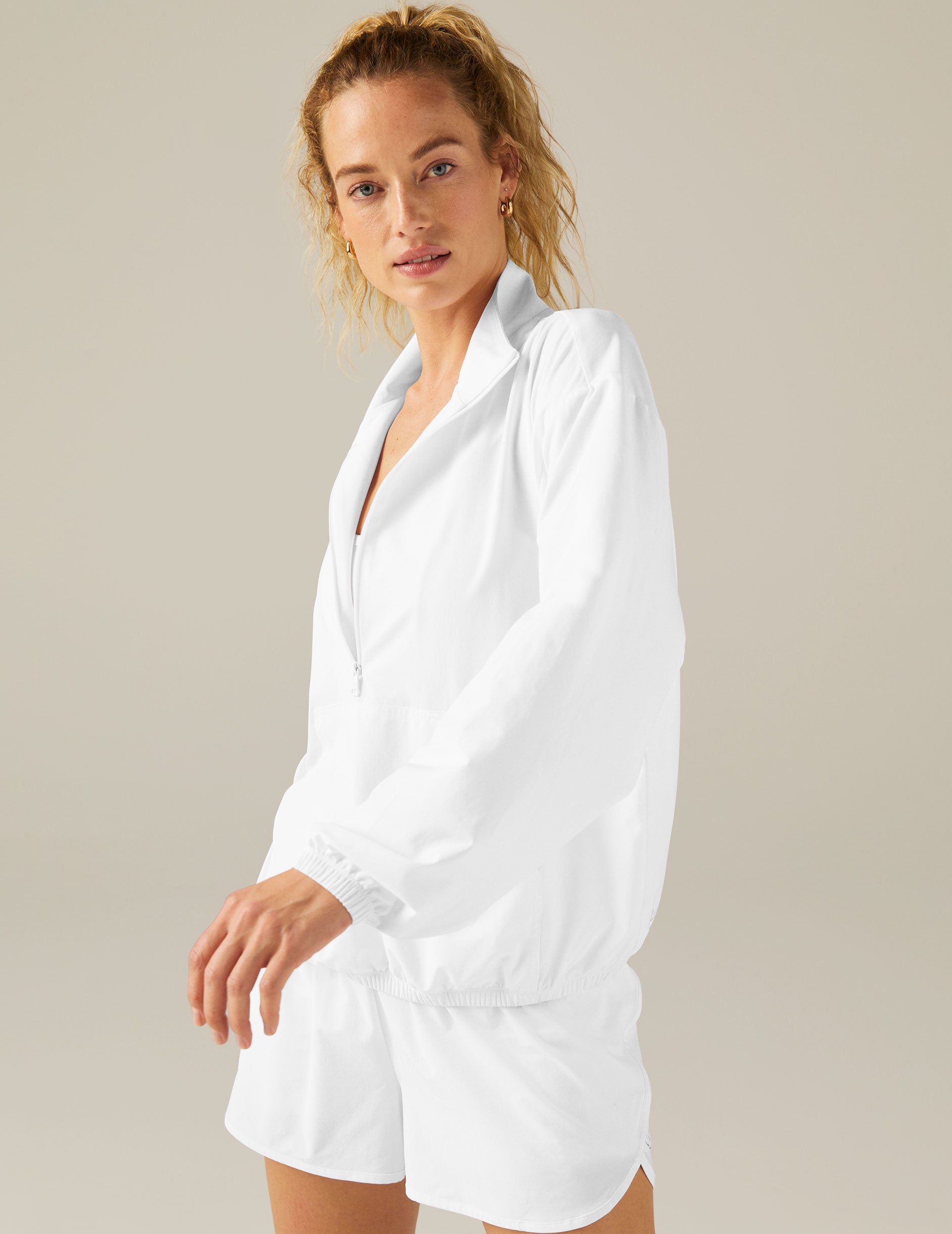 white half zip pullover