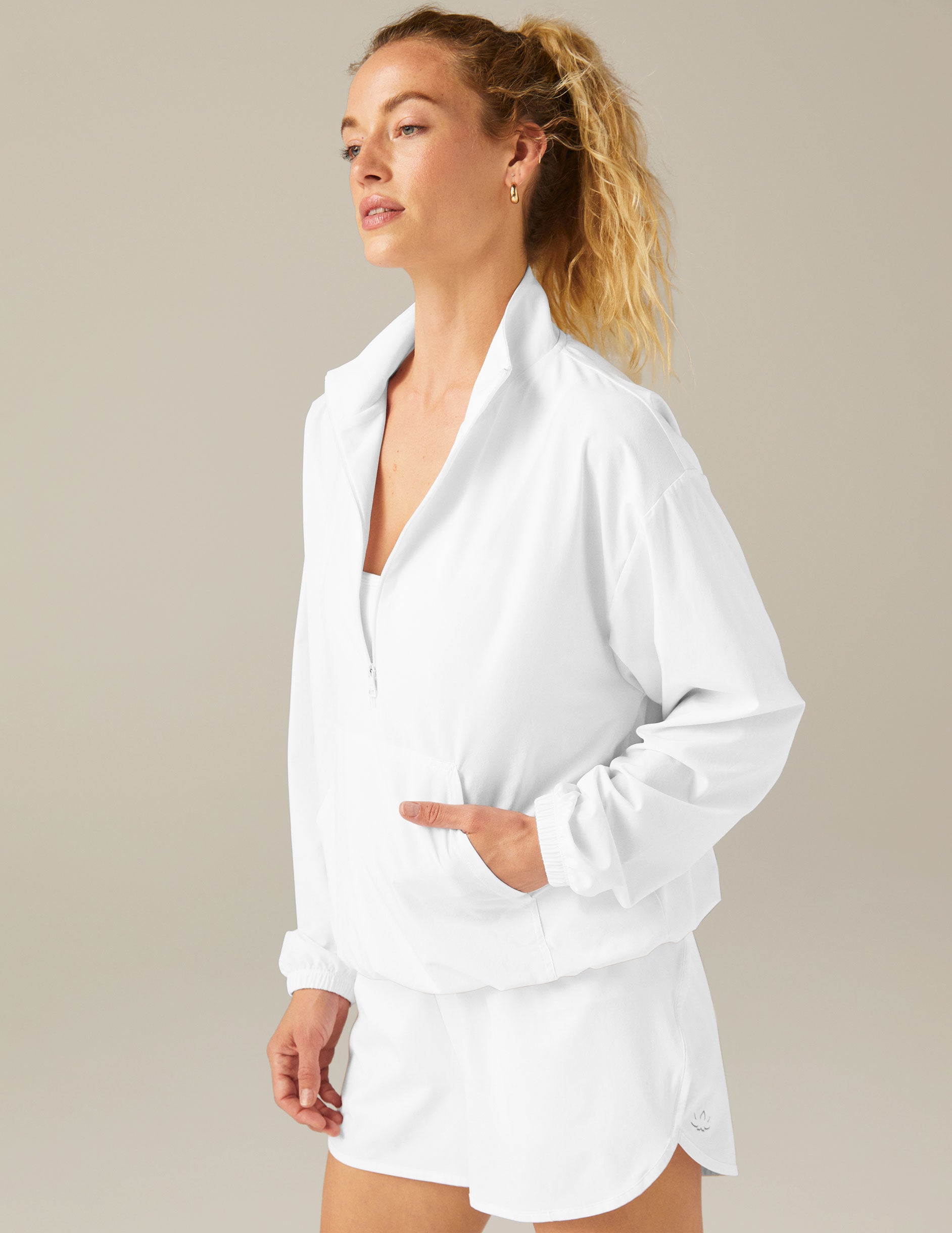 white half zip pullover
