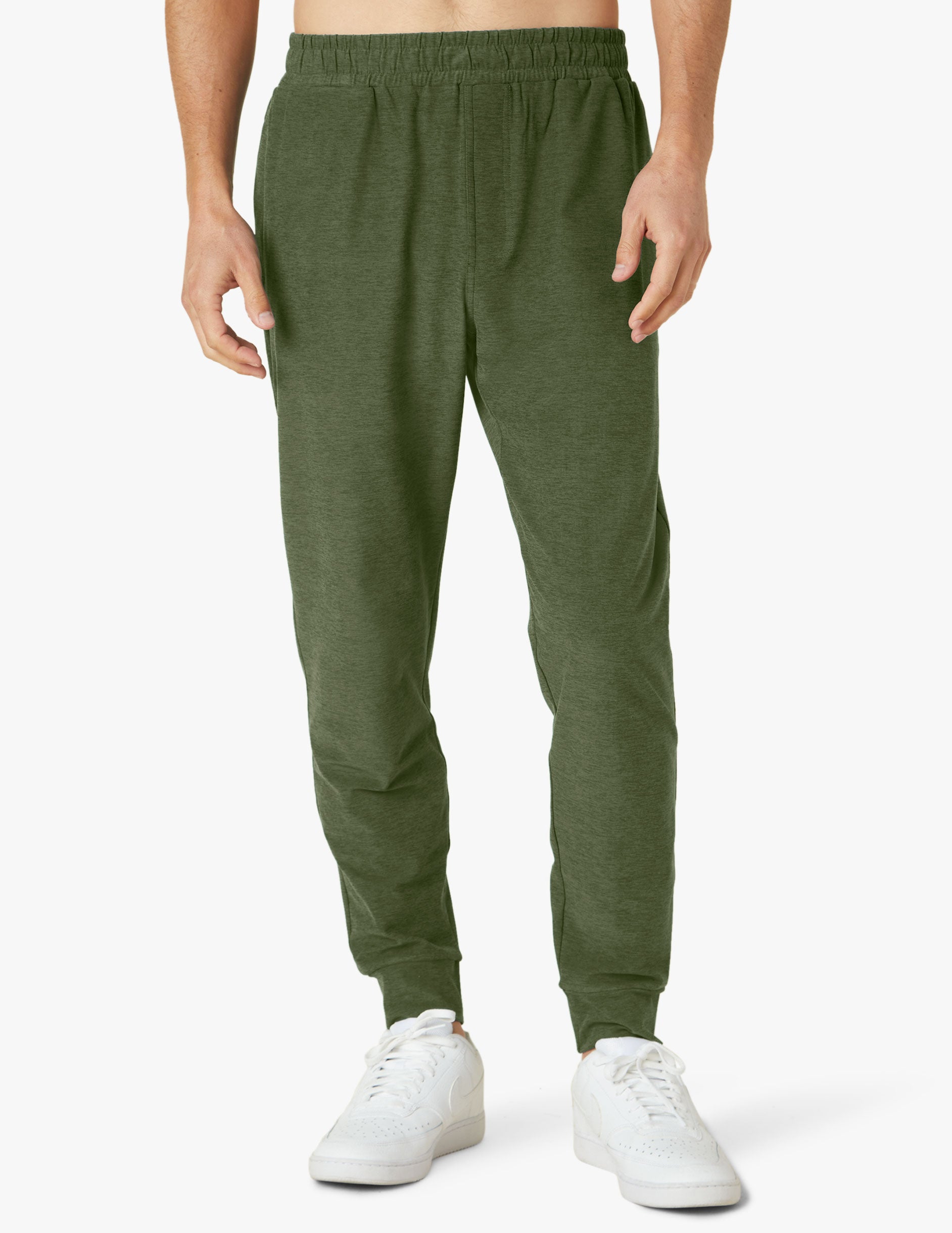 green mens sweatpants with drawstring at waist