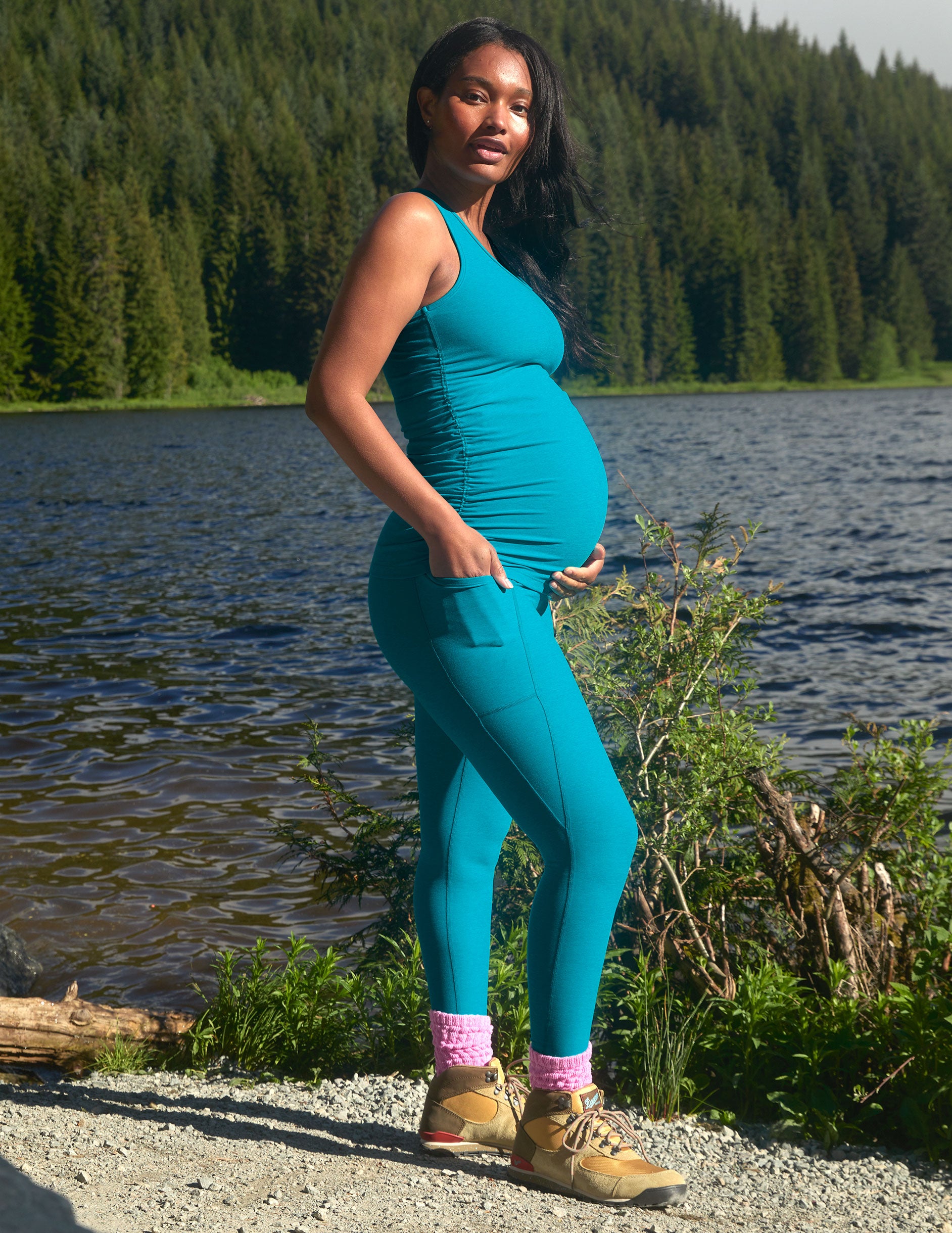 LJ Maternity Over Bump Active Tee, Blue
