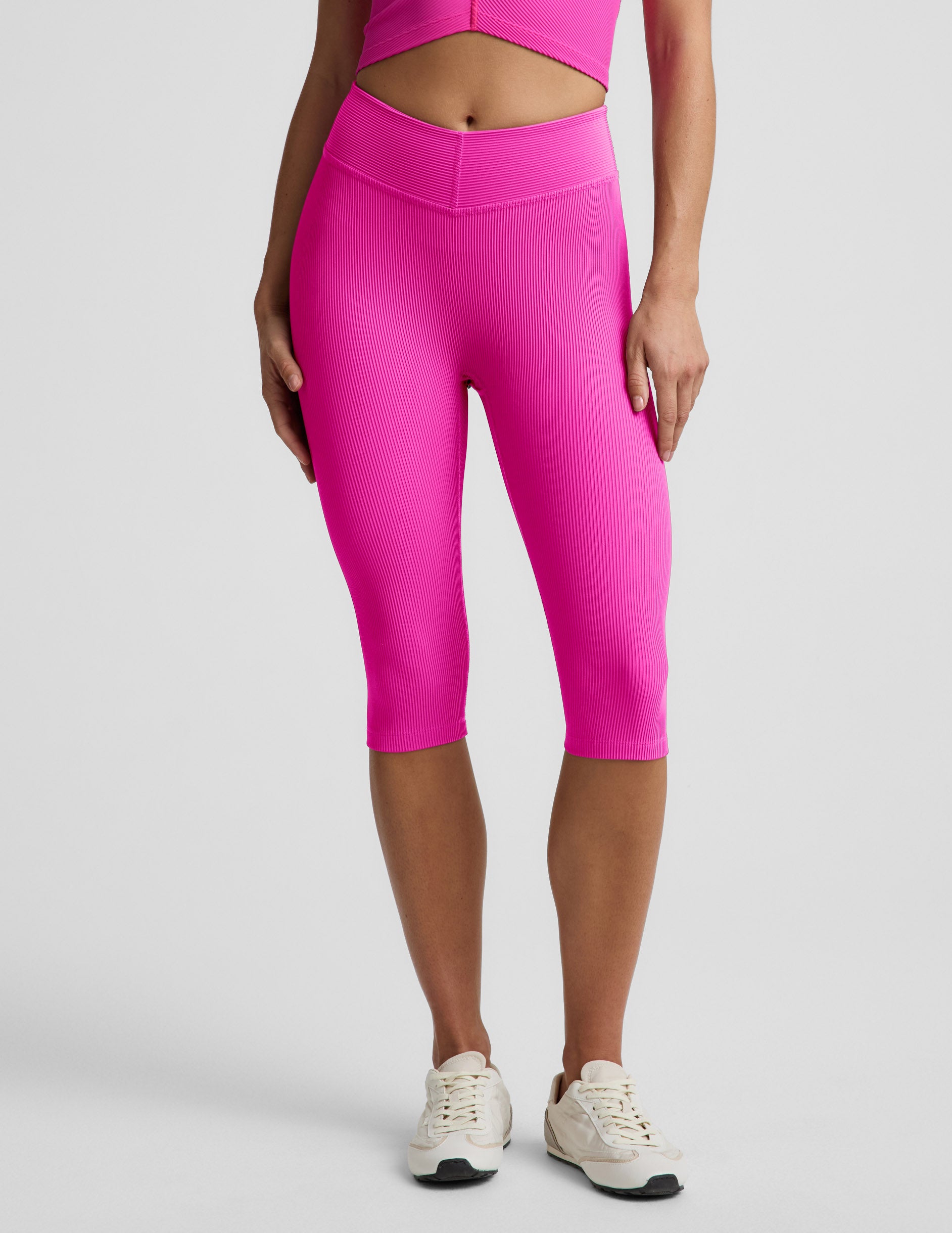 Women's Ribbed V-Waist Impulse Legging - Pink Glow | Beyond Yoga