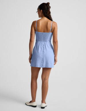 strapless open back dress Akris Sleeveless Paneled Linen Dress