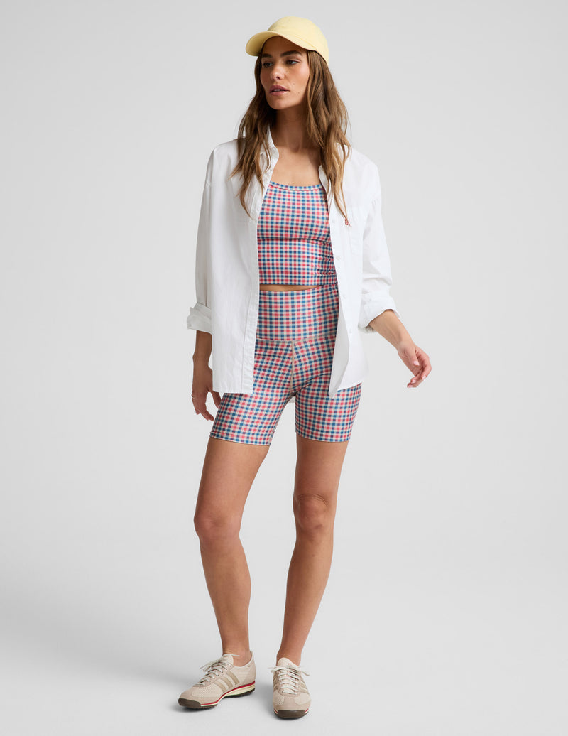 Sunwashed Gingham SoftMark Slim Racerback High Cropped Tank