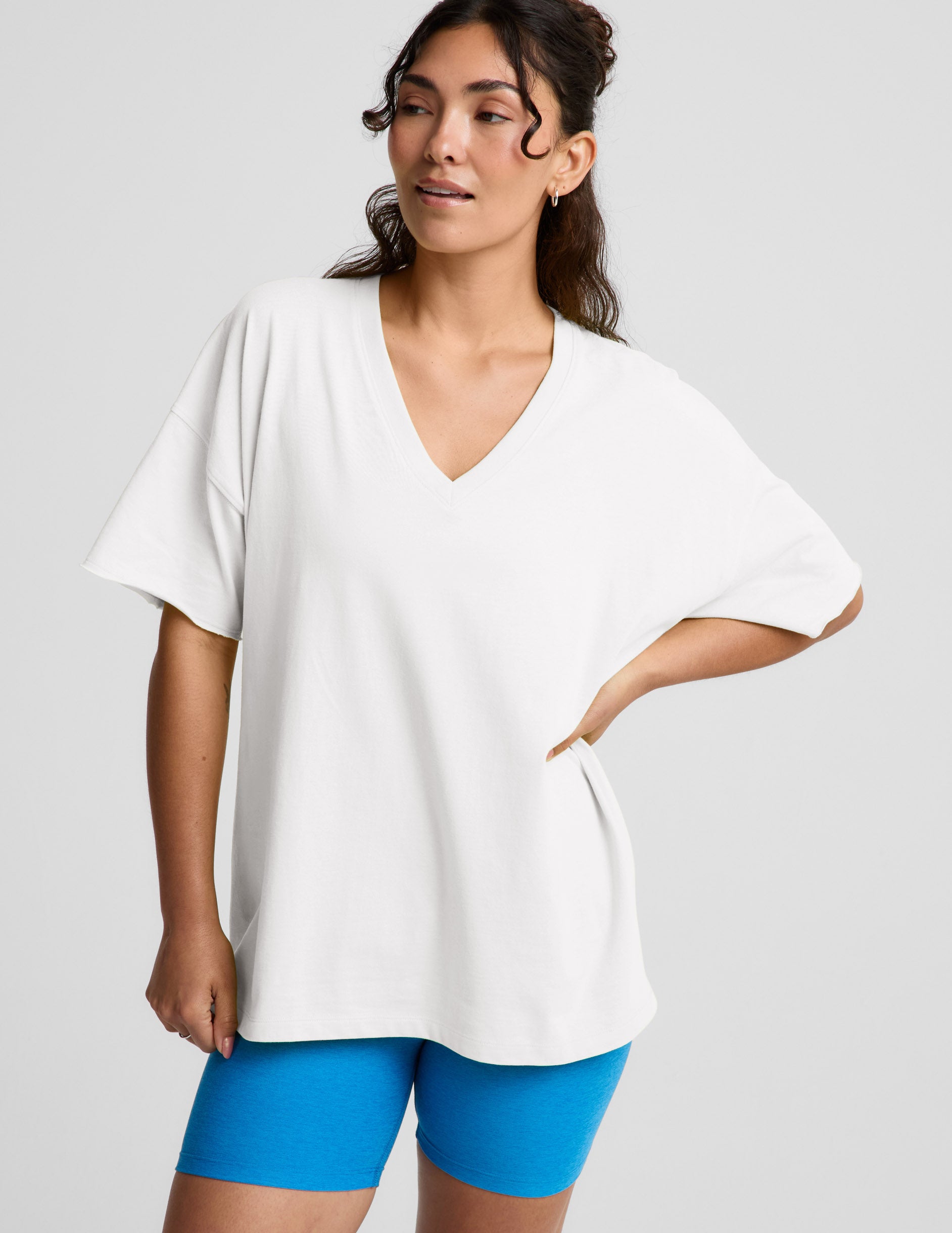 SoftKnit Better Than Ever Oversized V-Neck Cotton Tee | Beyond Yoga