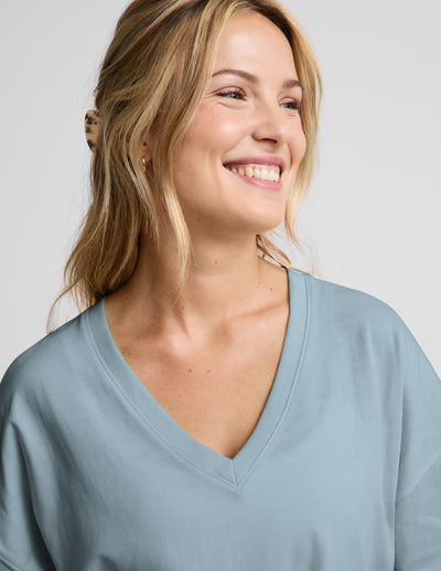 SoftKnit Better Than Ever Oversized V-Neck Cotton Tee