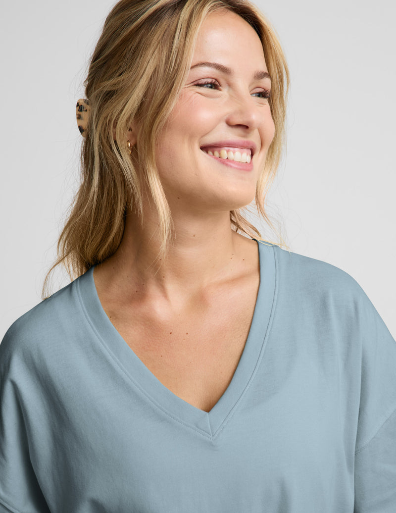 SoftKnit Better Than Ever Oversized V-Neck Cotton Tee