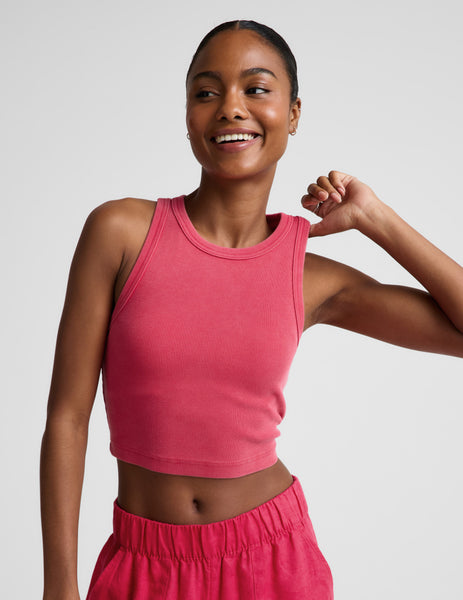 On Repeat Rib High Neck Cropped Tank | Beyond Yoga