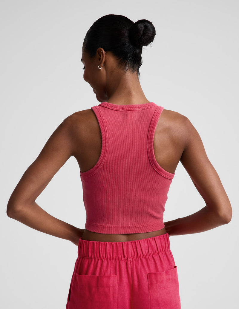 On Repeat Rib High Neck Cropped Tank