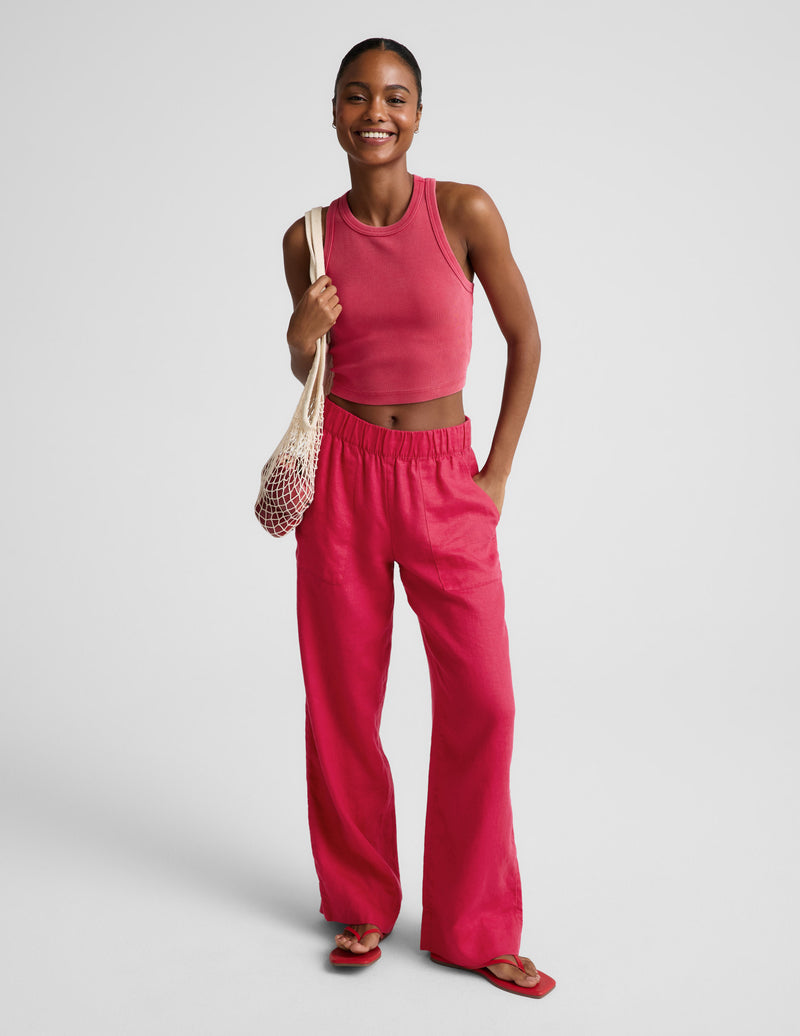 On Repeat Rib High Neck Cropped Tank